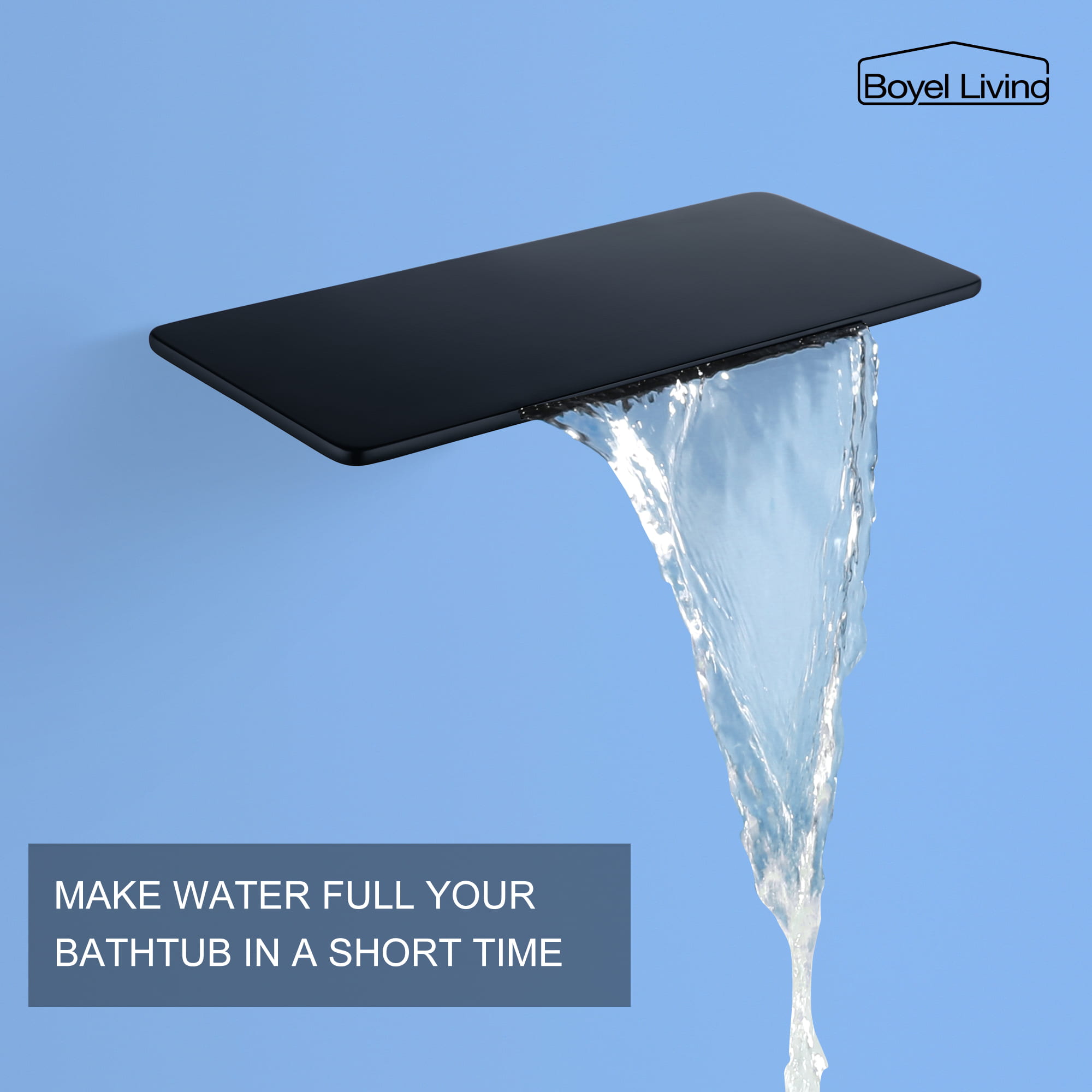 Single-Handle Wall Mounted Roman Large Waterfall Tub Faucet with Hand Shower-Boyel Living