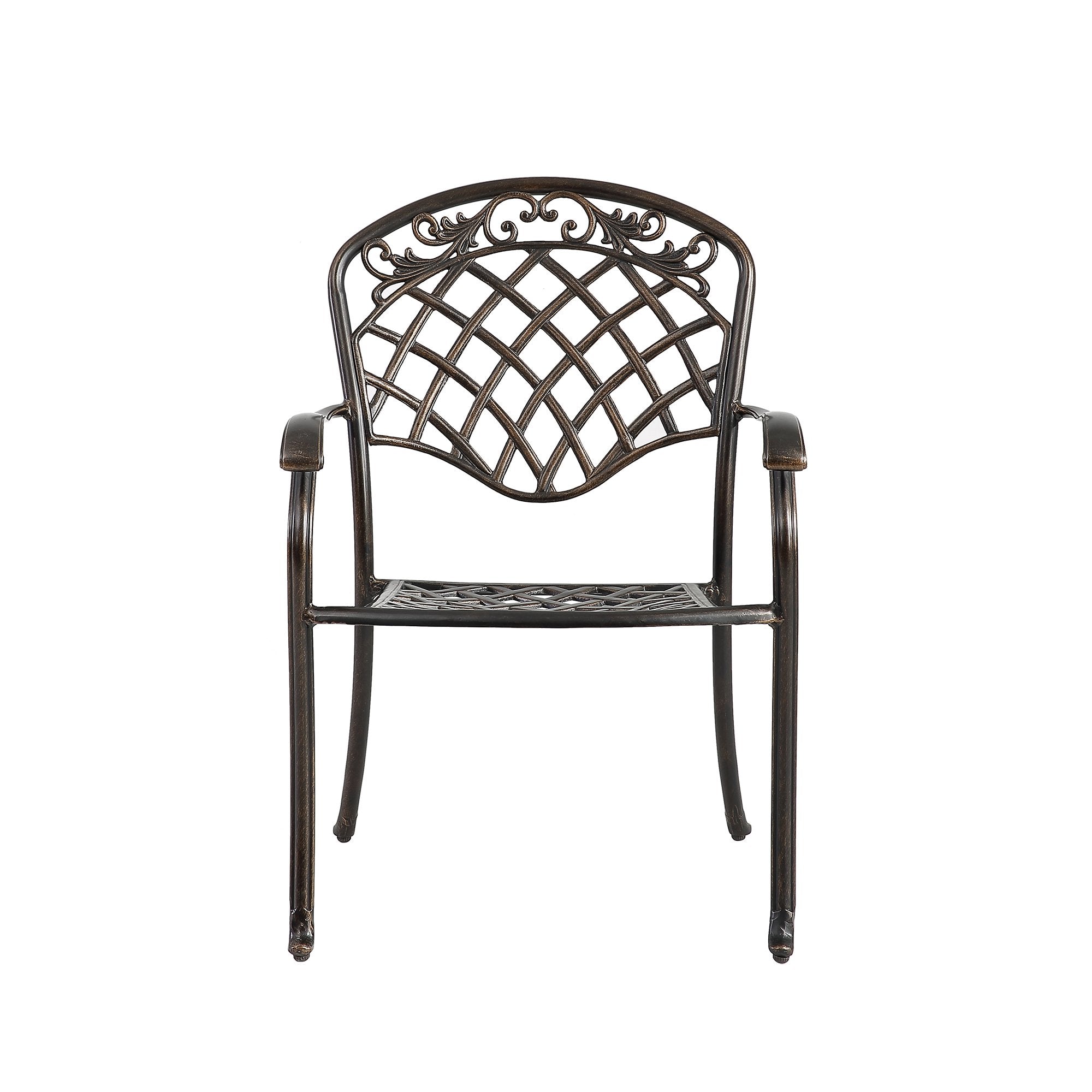 Set of 6  cast aluminum mesh-back dining chairs-Boyel Living