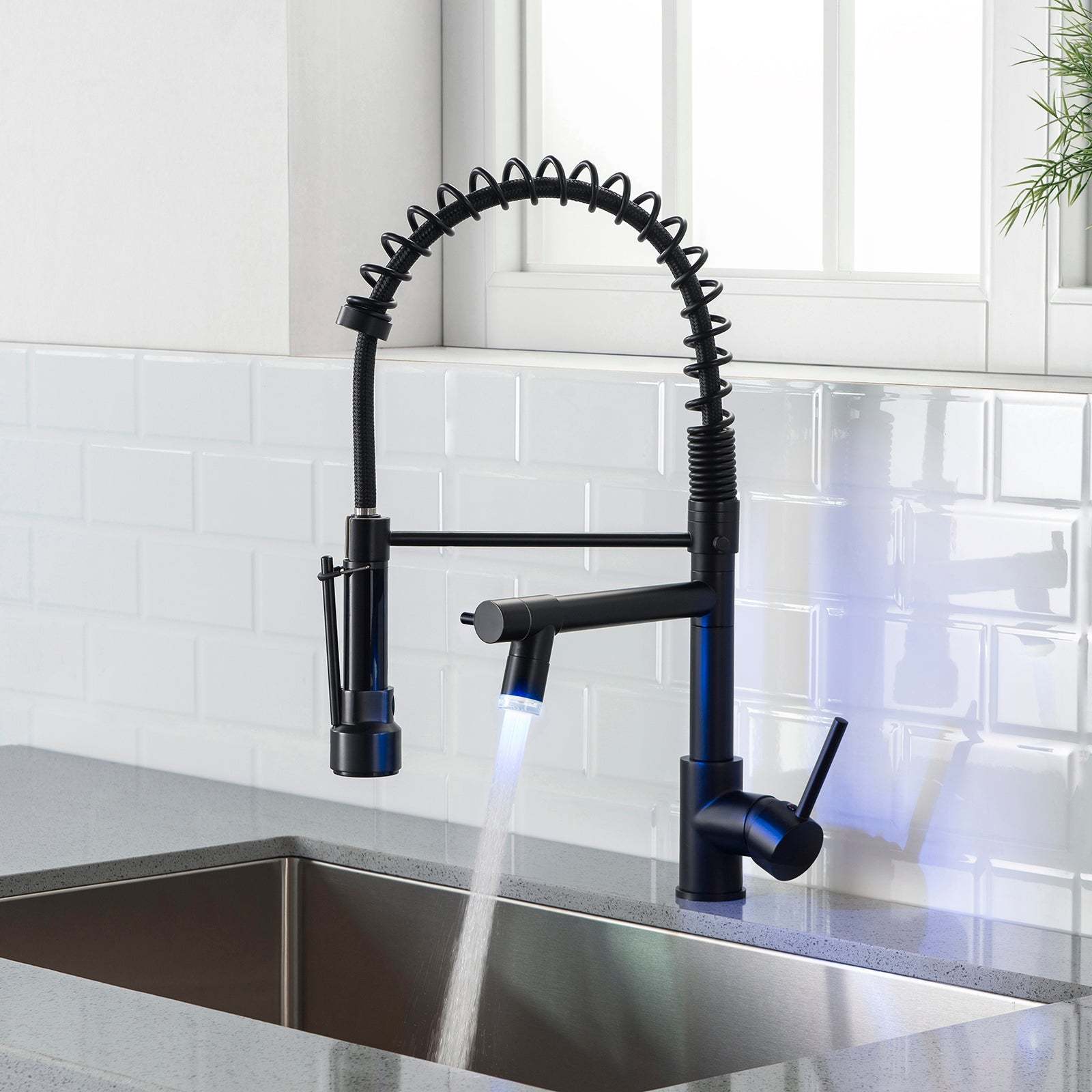 Single-Handle No Sensor Pull-Down Sprayer Kitchen Faucet with Pot ...