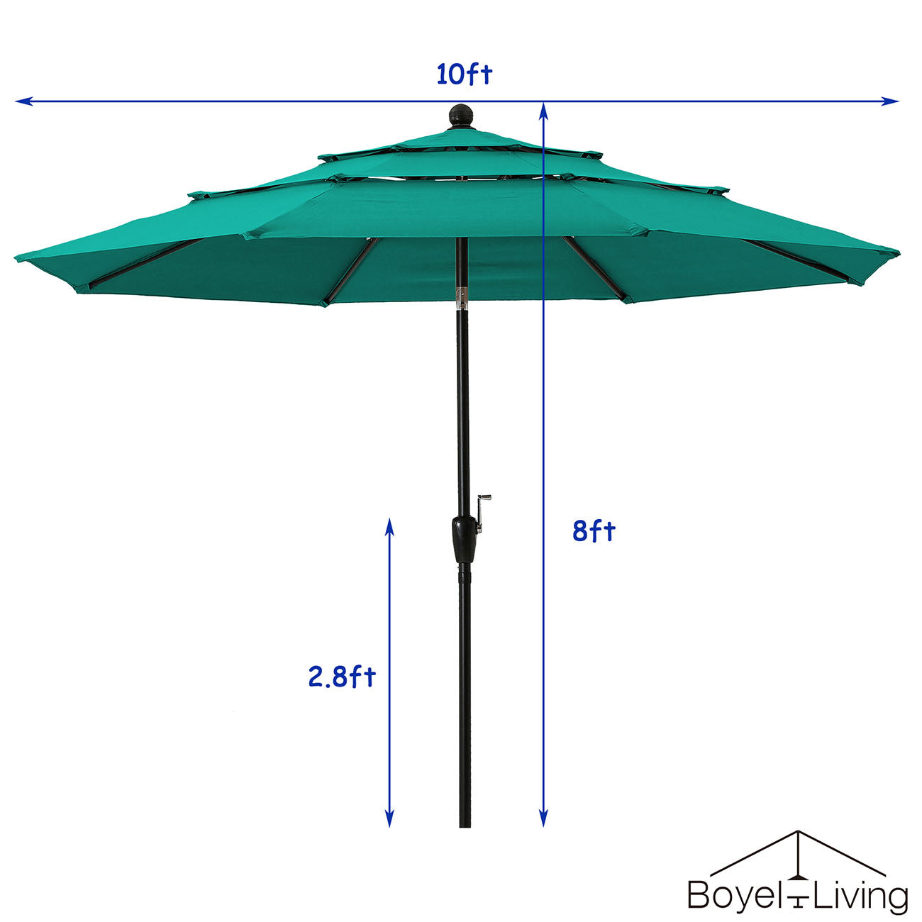 Boyel Living 10ft Patio Umbrella with Double Air Vent (Turquoise)-Boyel Living