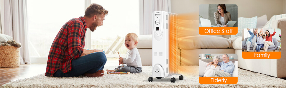 1500W Oil Filled Radiator Heater with Dual Safe Protections