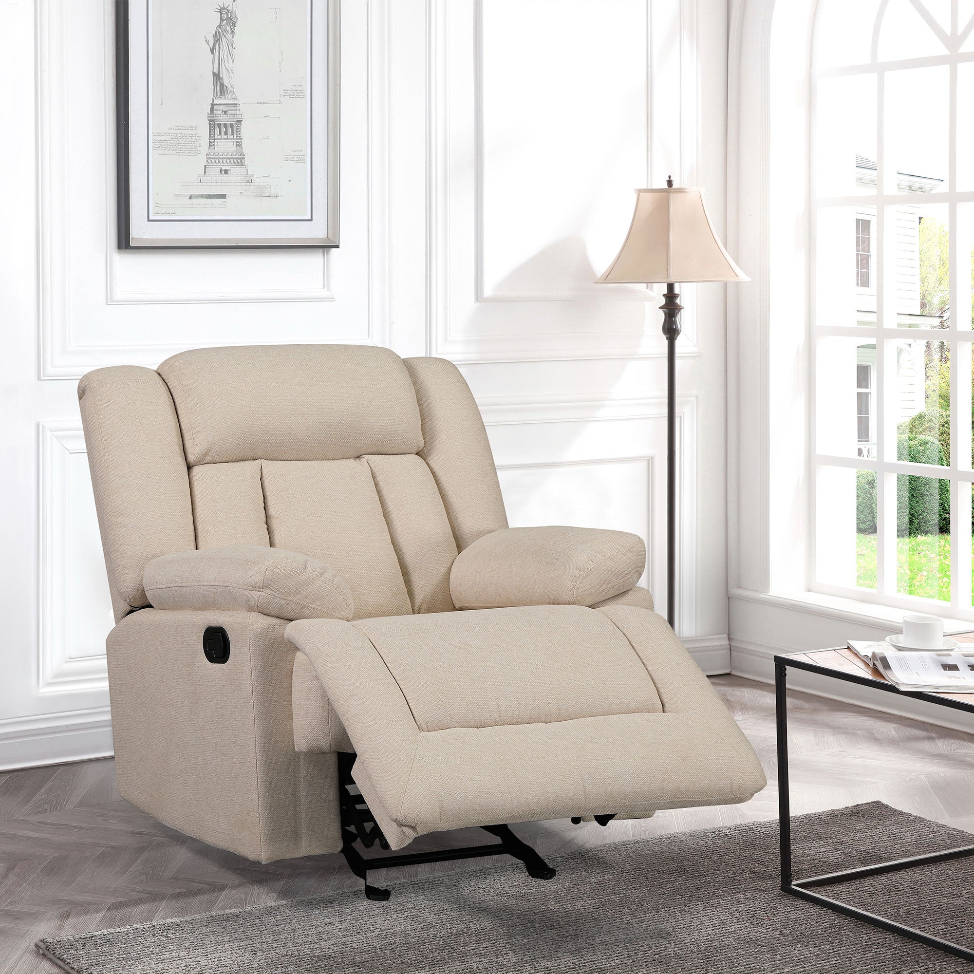 Fabric Single Recliner with Thick Seat and Backrest-Boyel Living