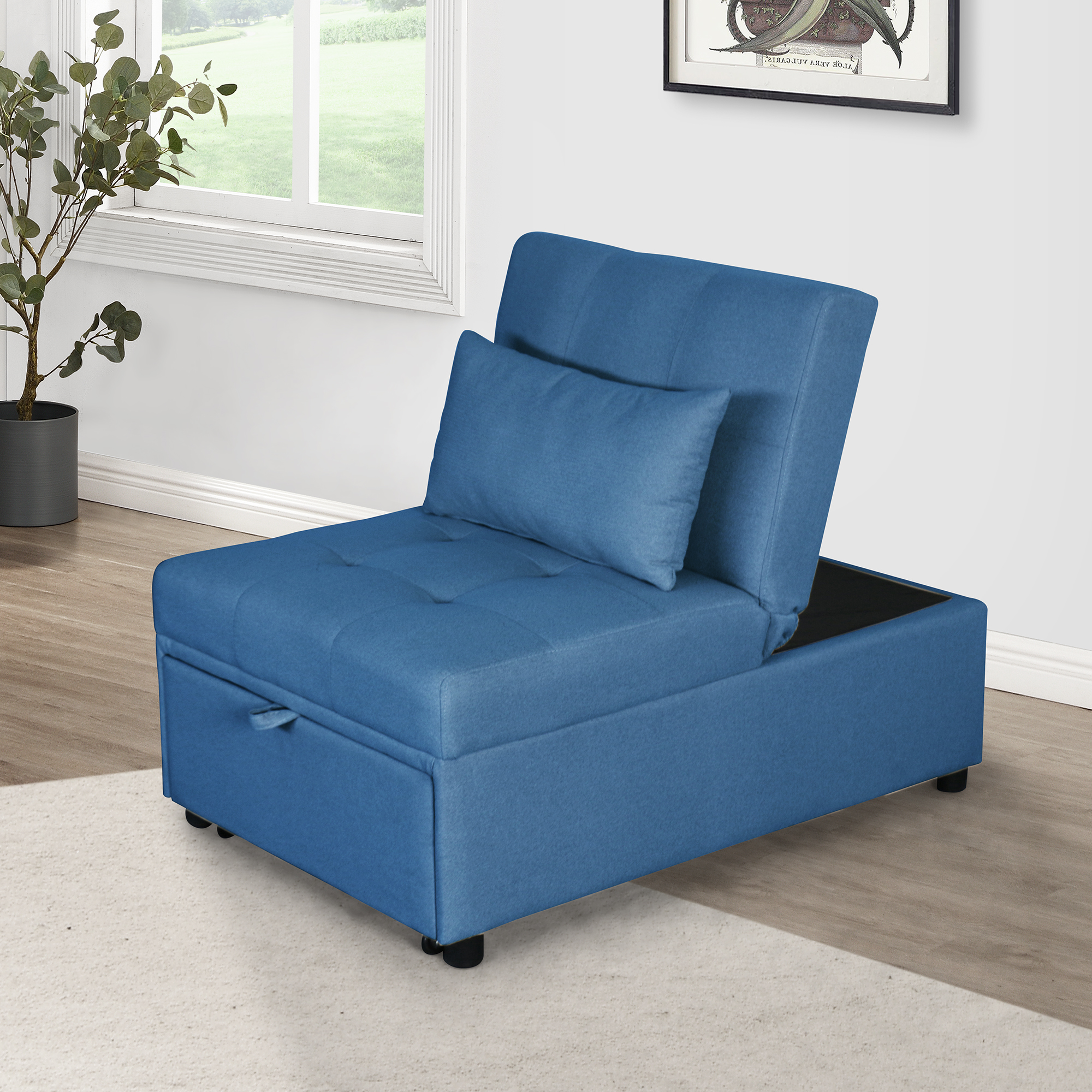 Folding Ottoman Sofa Bed（Blue）-Boyel Living