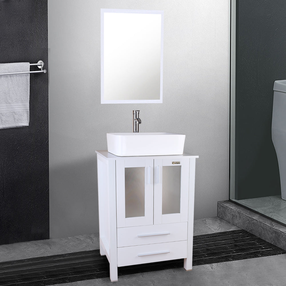Modern and Stylish Bathroom Vanity with Two Drawers in White-Boyel Living
