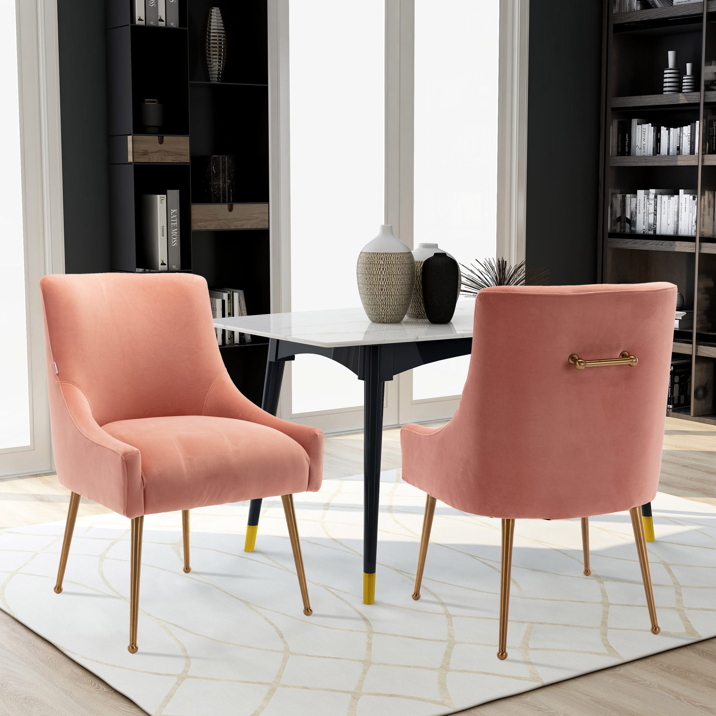 Velvet Dining Chair, Accent Side Chair With Adjustable Foot Nails, Set of 2-Boyel Living