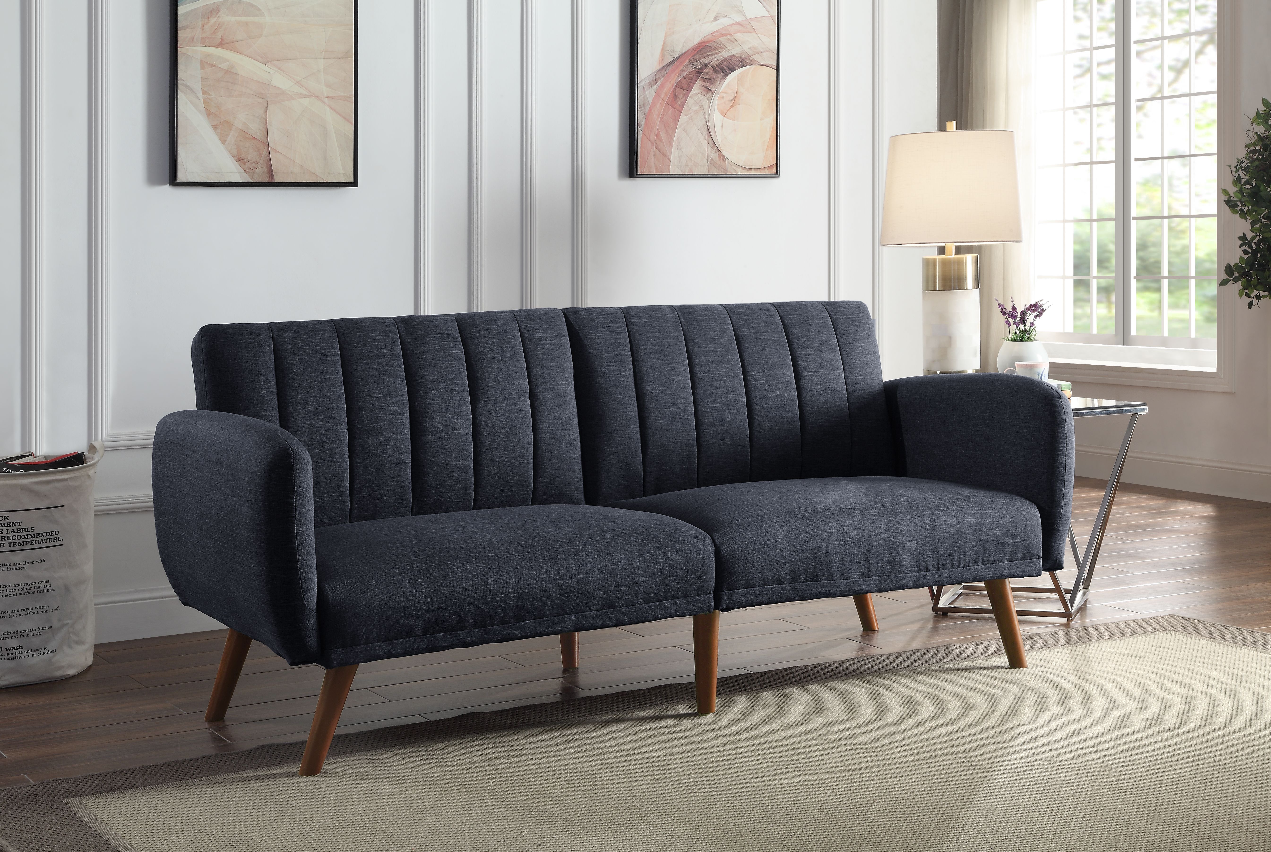ACME Bernstein Adjustable Sofa, Gray Linen  Walnut Finish-Boyel Living