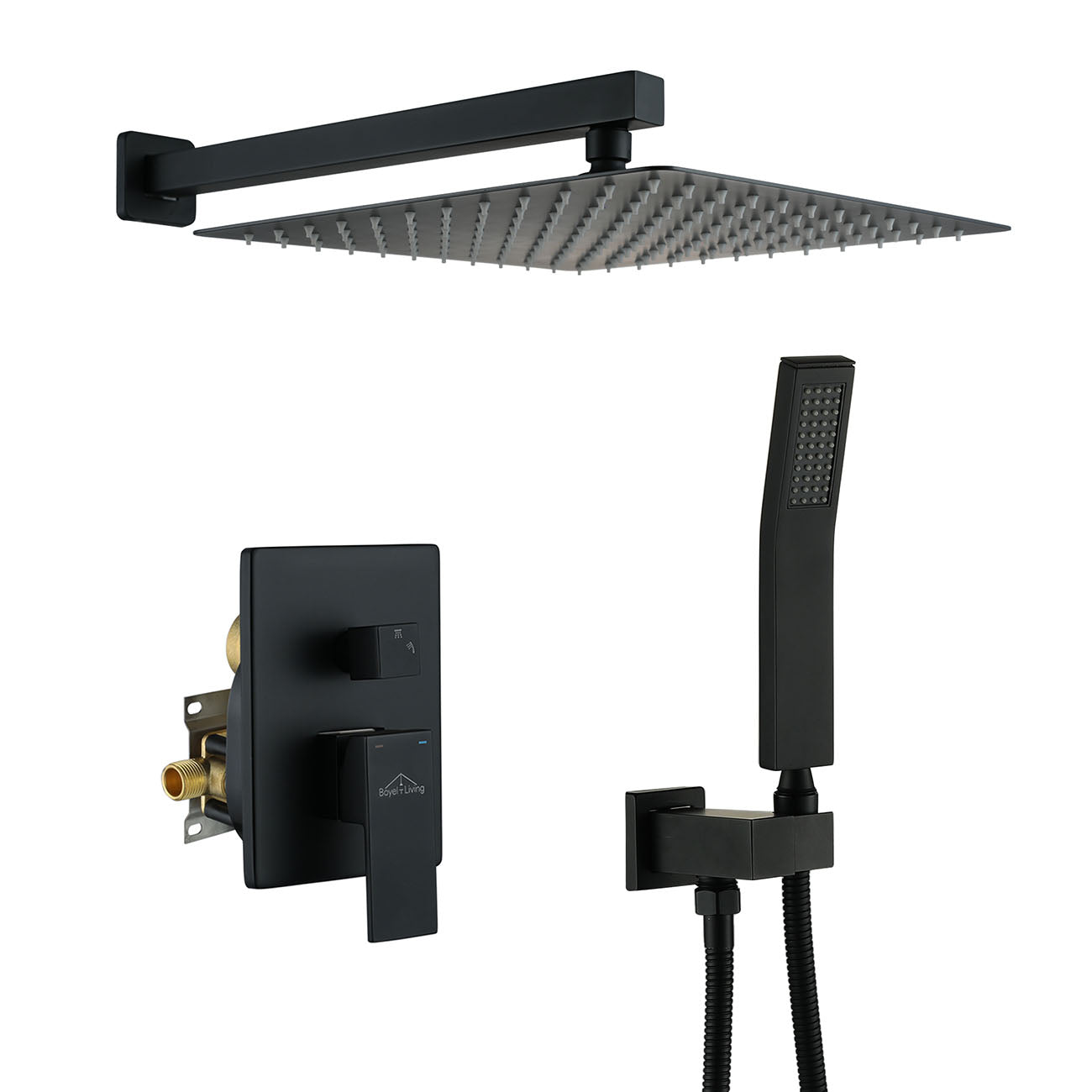 Boyel Living Matte Black Complete Shower System with Handheld and Rough-in Valve-Boyel Living