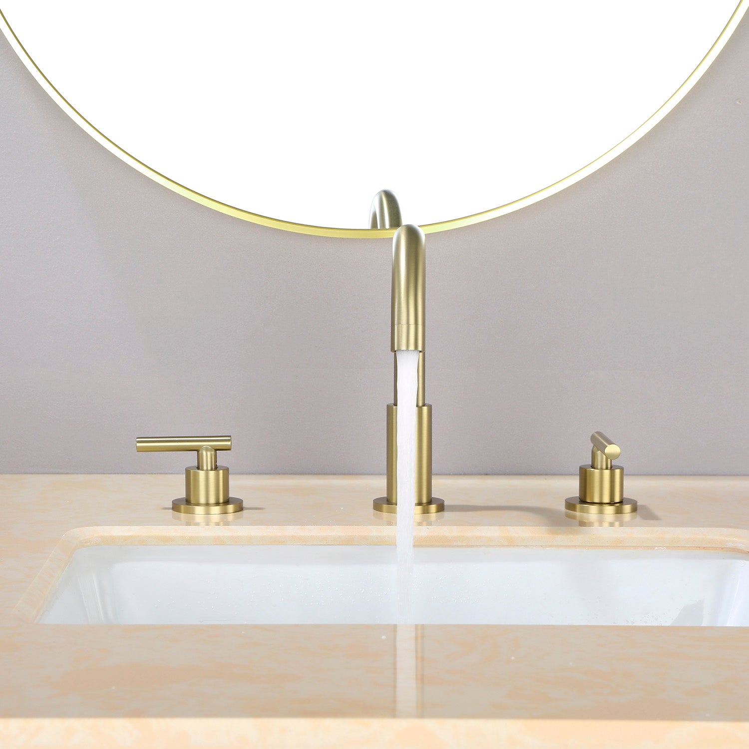 Boyel Living Widespread 2-Handle Bathroom Sink Faucet with Valve and Drain Assembly in Brushed Gold 8 In.-Boyel Living