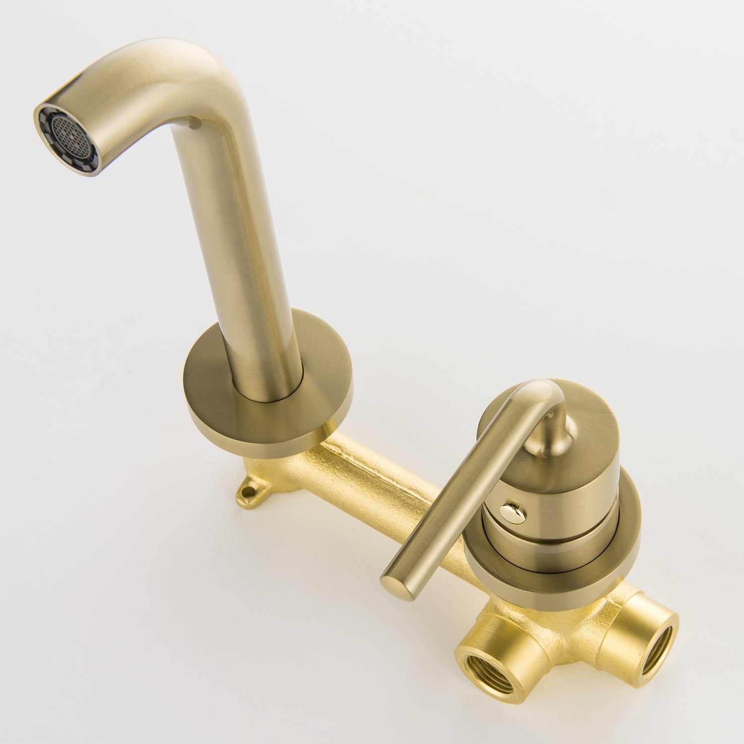 Boyel Living Single Hole Single-Handle Wall Mount Brass Bathroom Faucet in Brushed Gold-Boyel Living