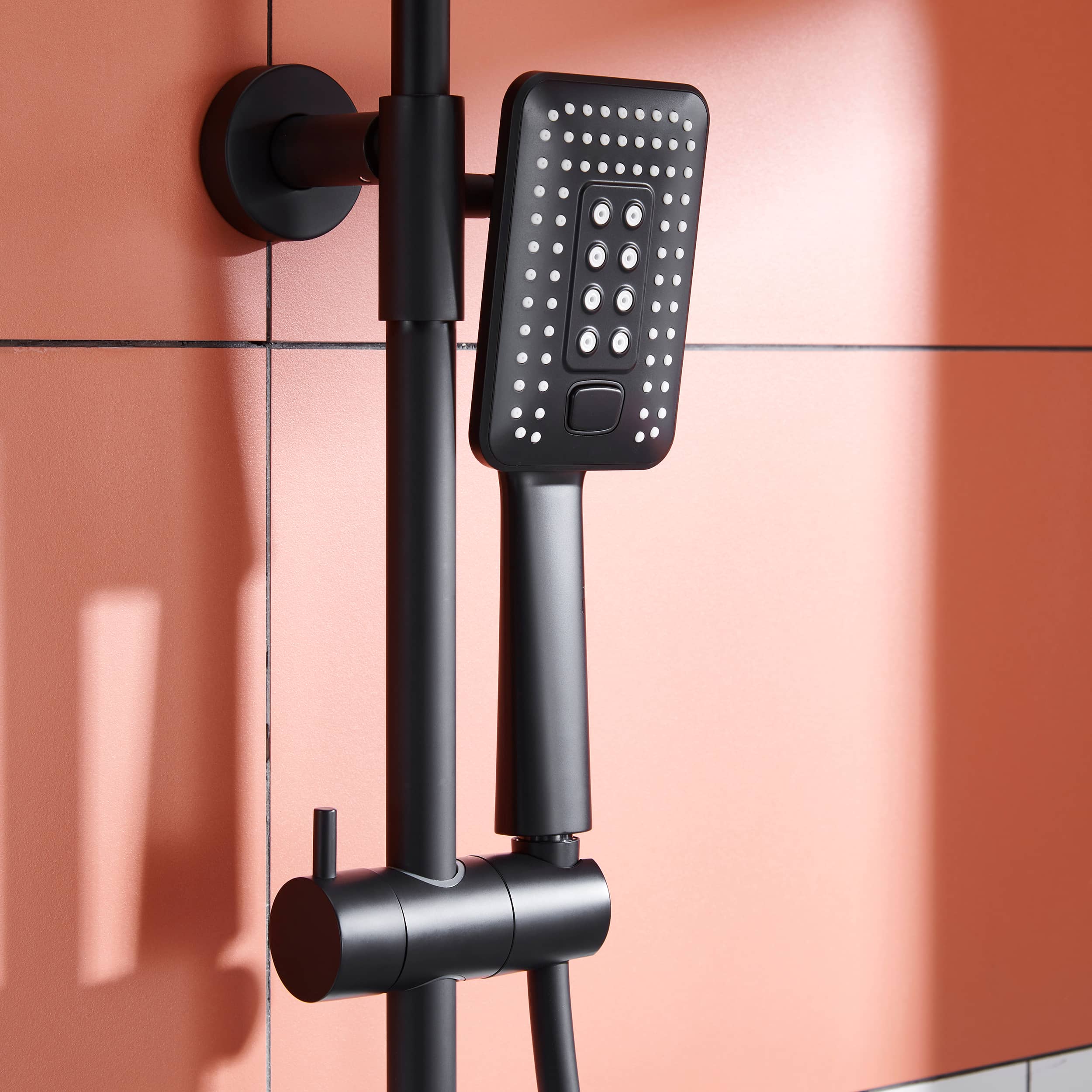 2 Function Wall Mount Rectangular Thermostatic Rain Shower System in Matte Black-Boyel Living
