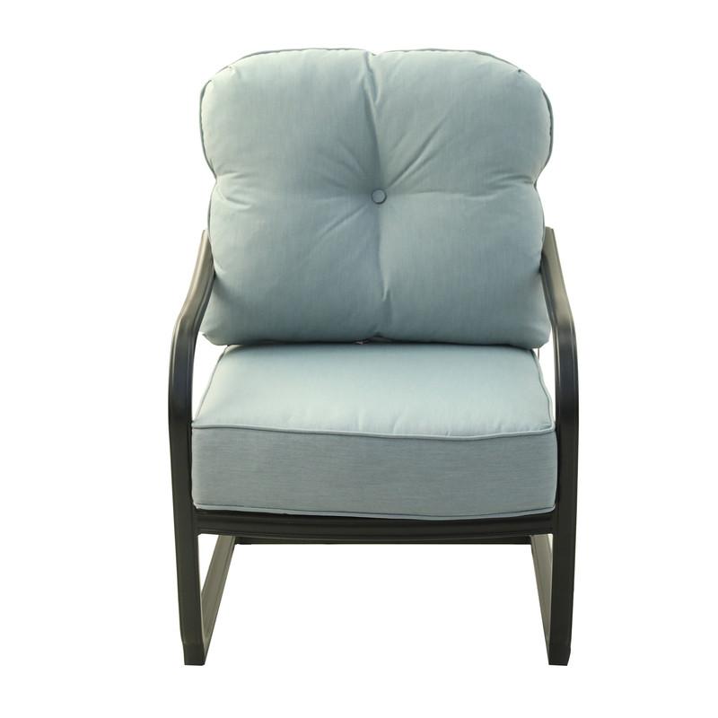 Outdoor Cast Aluminum C Spring Chair In Light Blue, Set of 2-Boyel Living