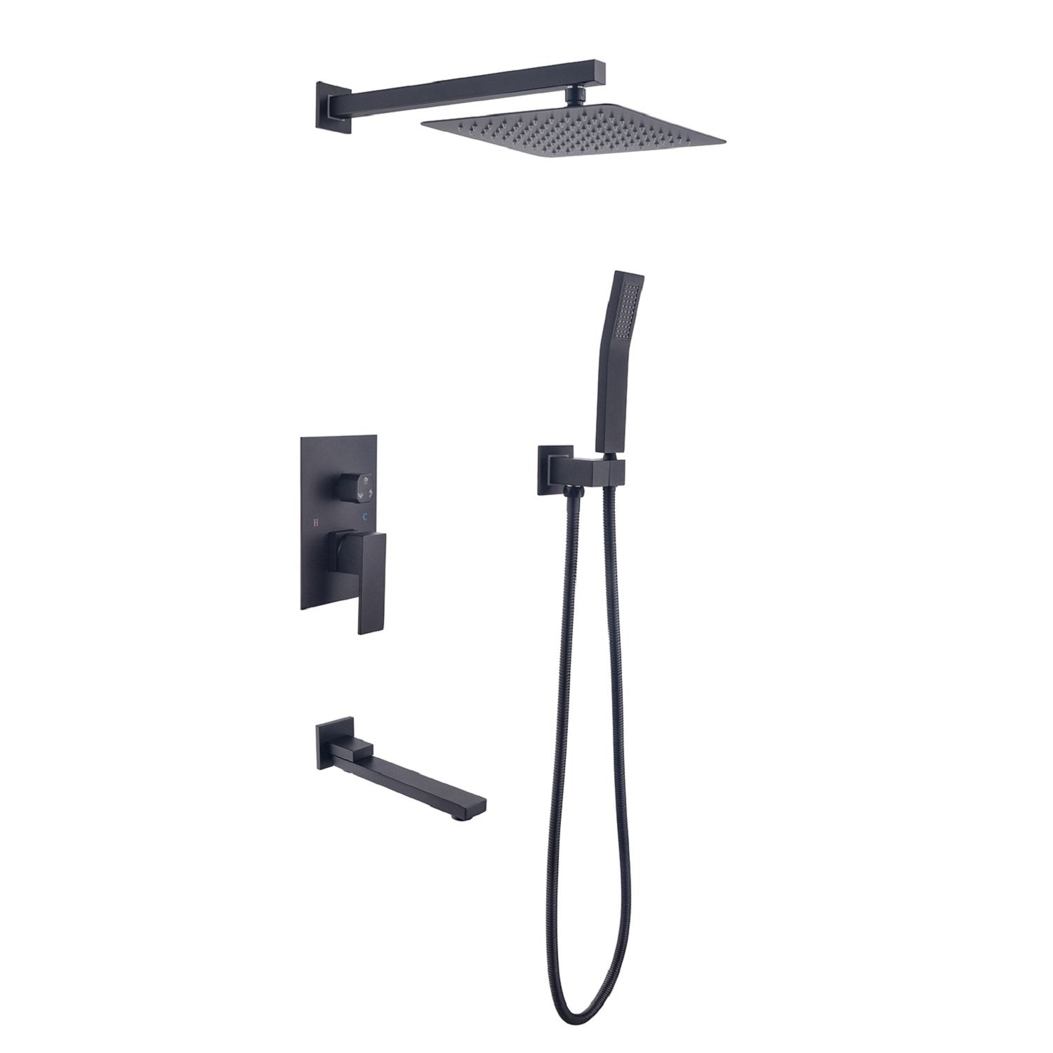 Shower System 10 Inch Square Bathroom Luxury Rain Mixer Shower Combo Set-Boyel Living