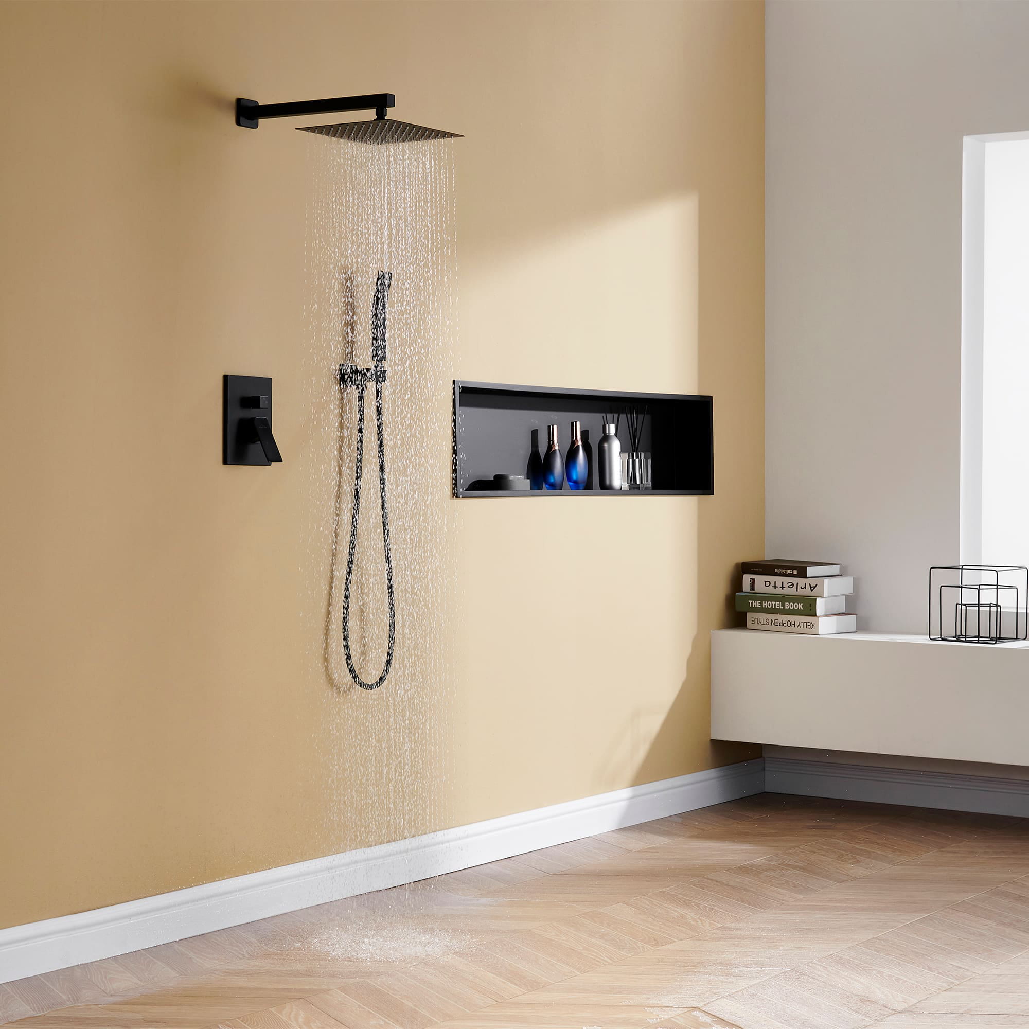 Boyel Living 10 in. Matte Black Rain Shower System Wall Mounted Dual Shower Heads Set-Boyel Living