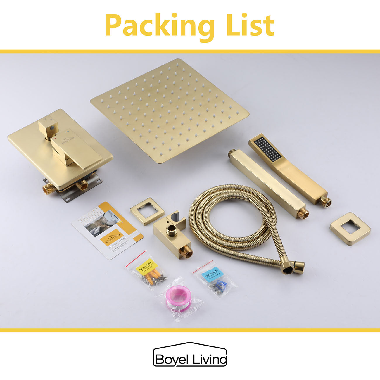 Boyel Living 10/12/16 in. Ceiling Mount Dual Shower Heads, Shower System Packing List-Boyel Living