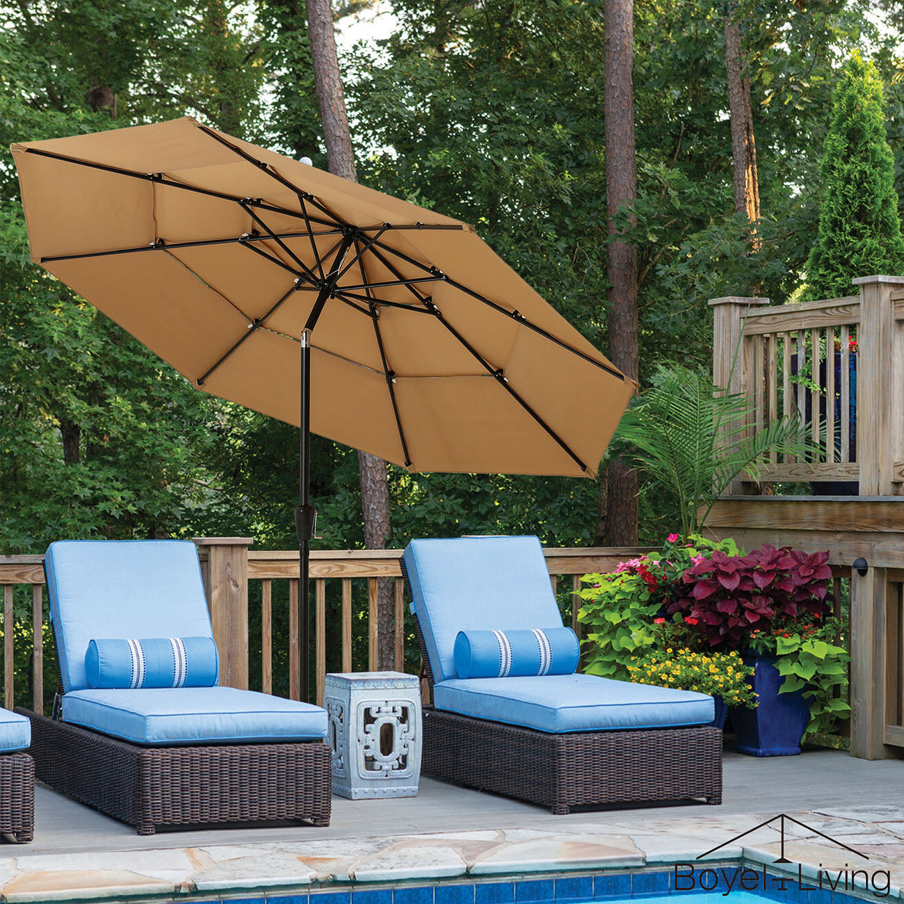 Boyel Living 10ft Patio Umbrella with Double Airvent (Beige)-Boyel Living