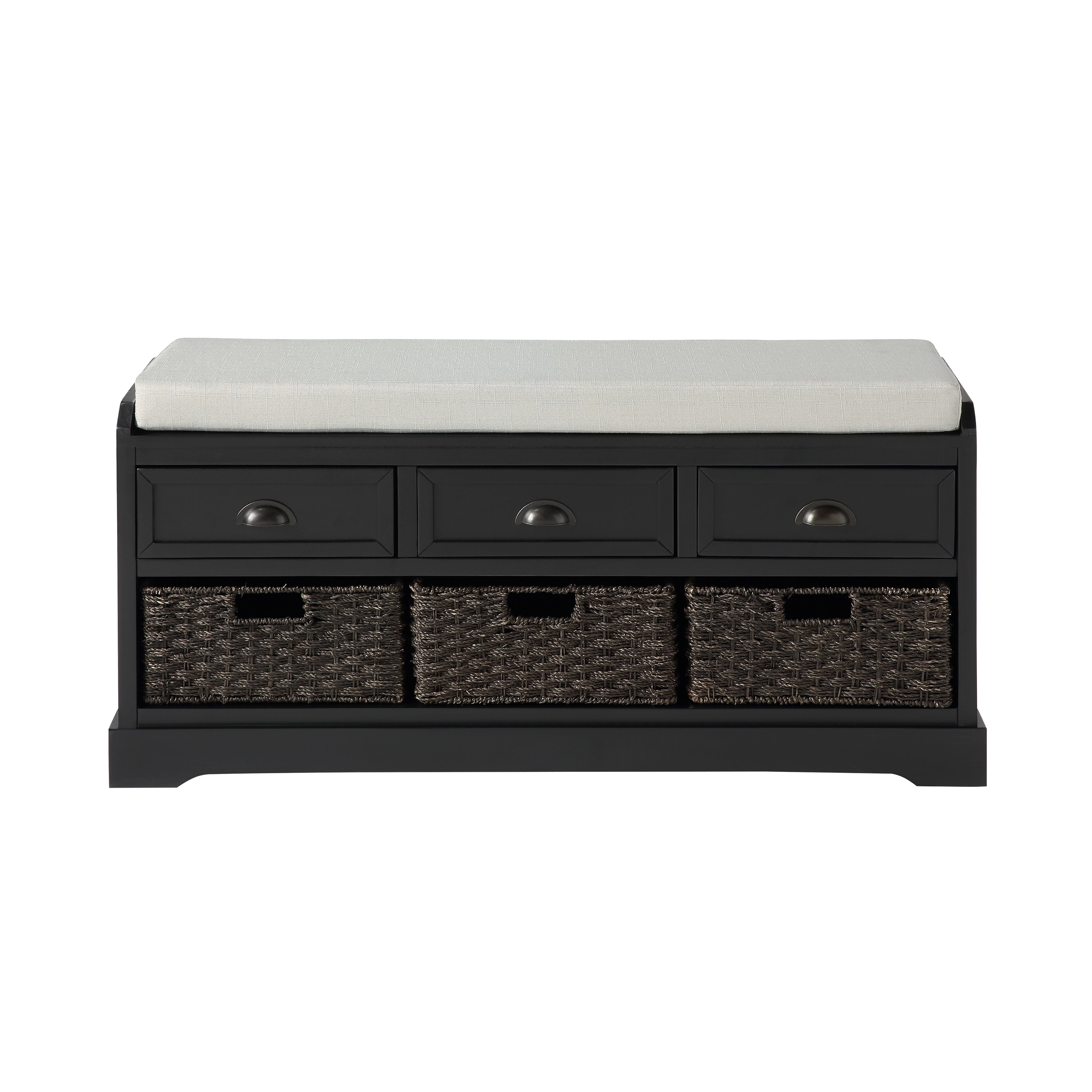 Homes Collection Wood Storage Bench with 3 Drawers and 3 Baskets-Boyel Living