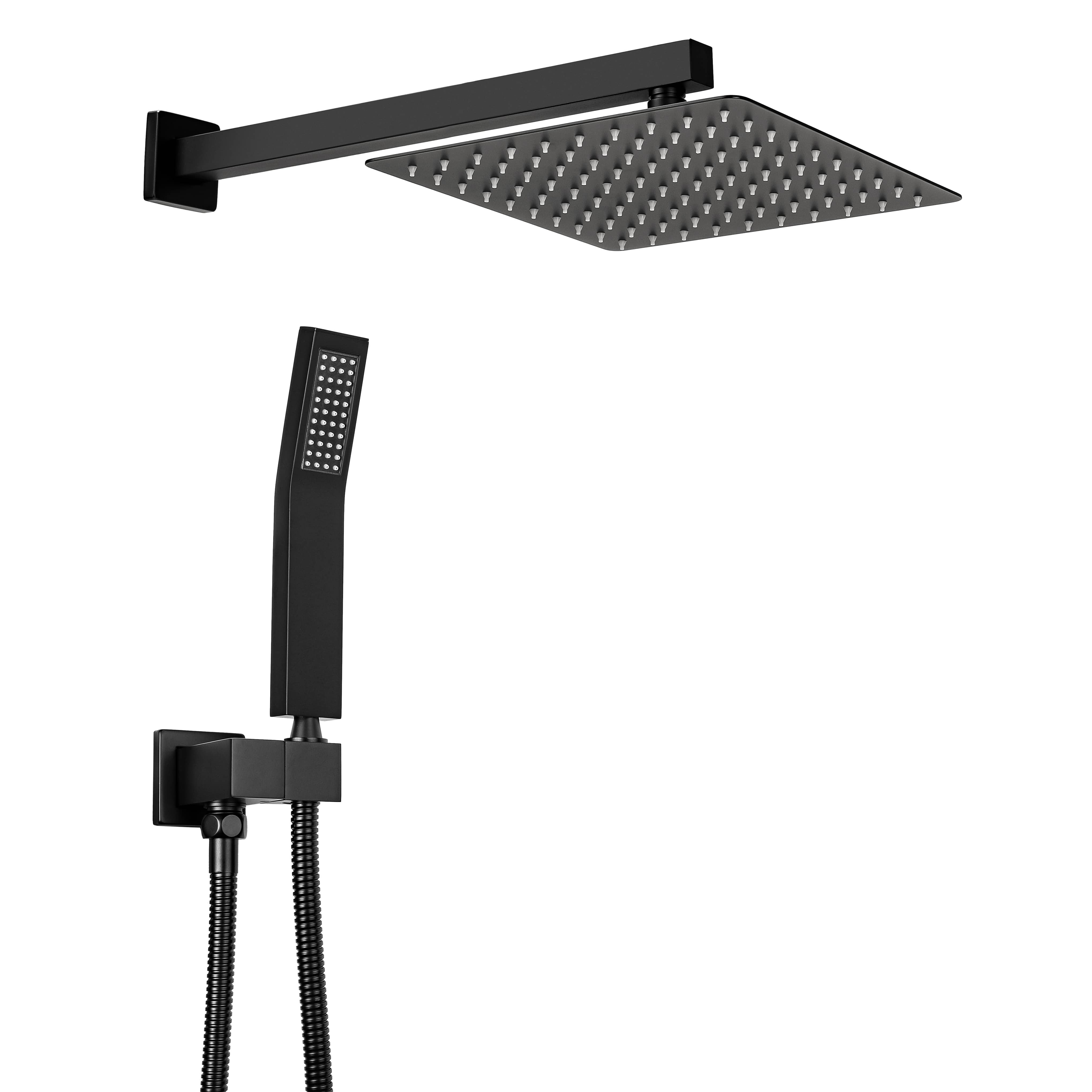 10 in. Square High Pressure Rain Shower System with Embedded Box in Matte Black-Boyel Living