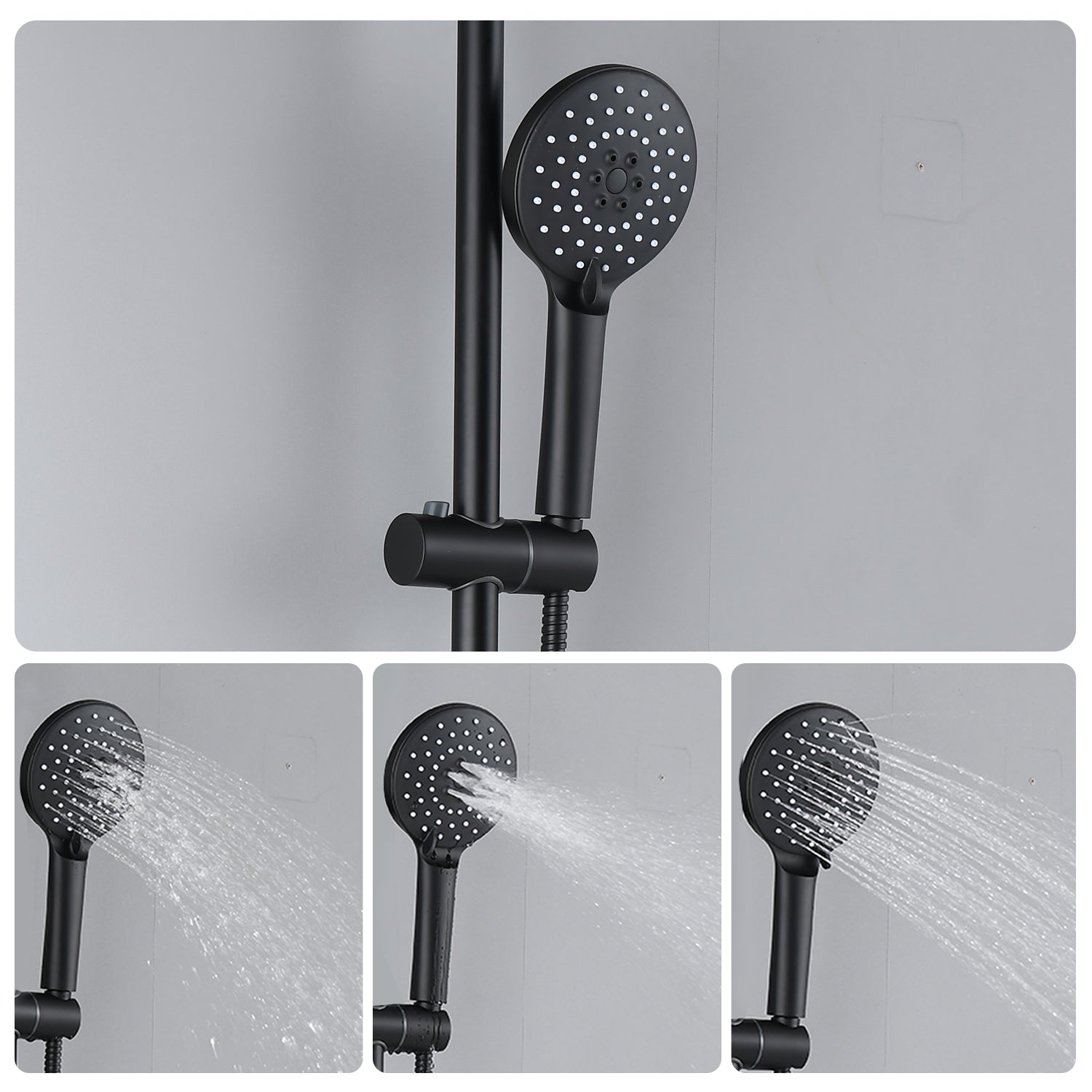 Boyel Living 3-Spray Patterns with 2.5 GPM 10 in. Wall Mount Dual Shower Heads in Matte Black-Boyel Living