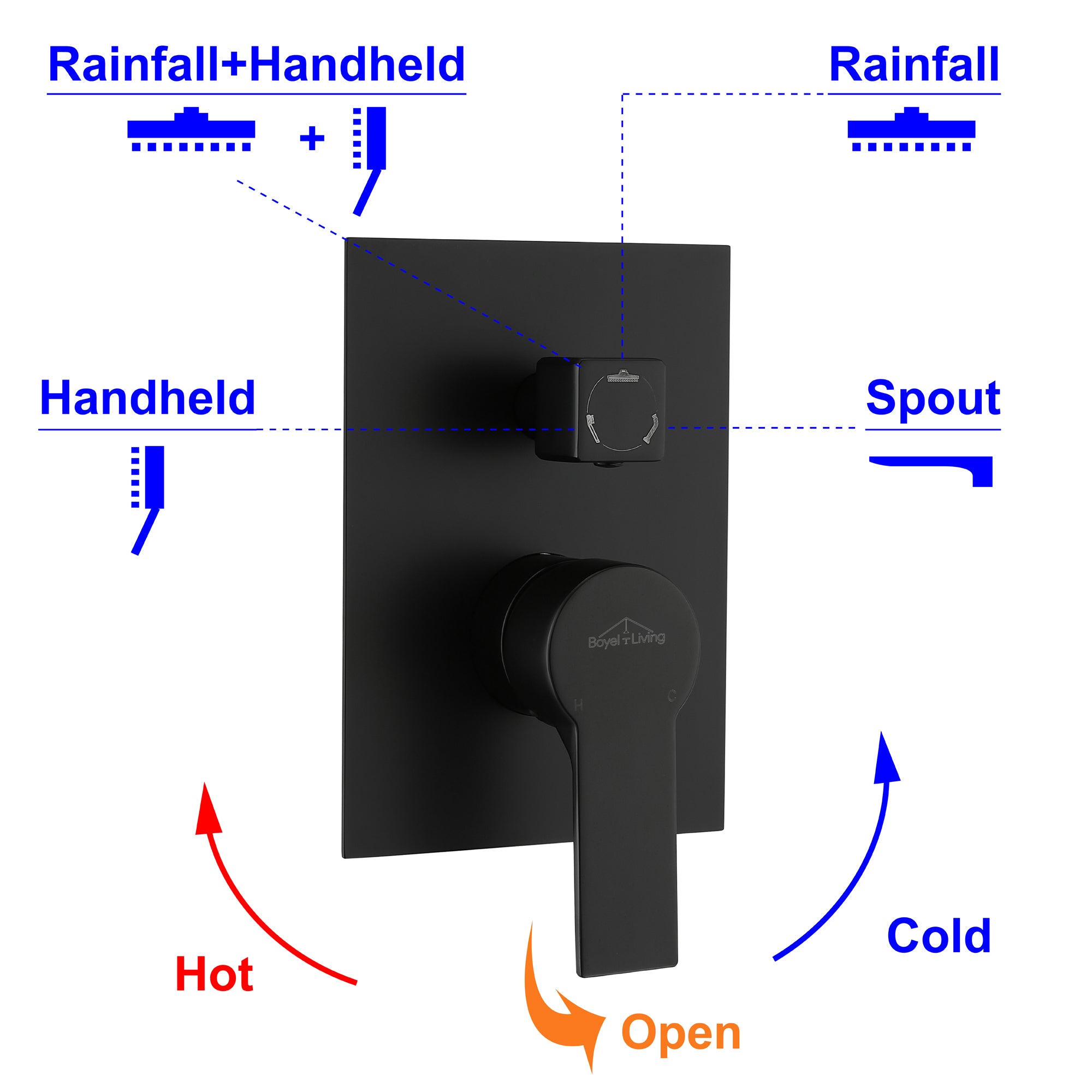 Boyel Living 10 in. Wall Mounted Single-Handle Shower Faucet Set with Tub Spout & Hand Shower-Boyel Living