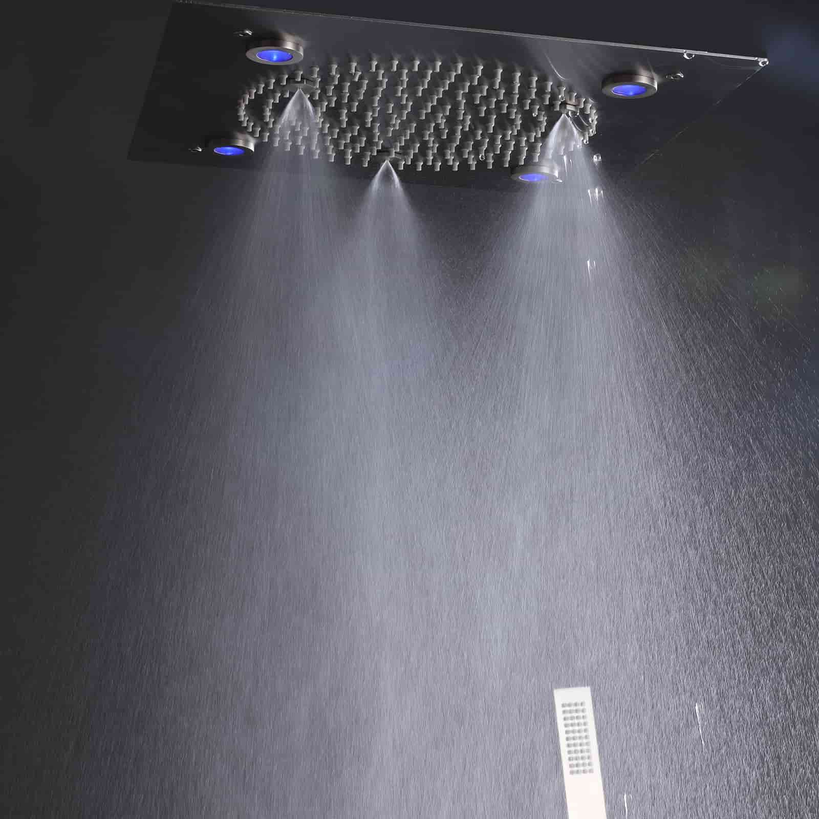 Boyel Living Luxury LED Ceiling Rainfall Shower Head System with Body Jets Bathroom Shower Faucet Complete Set, Flow Adjustable-Boyel Living