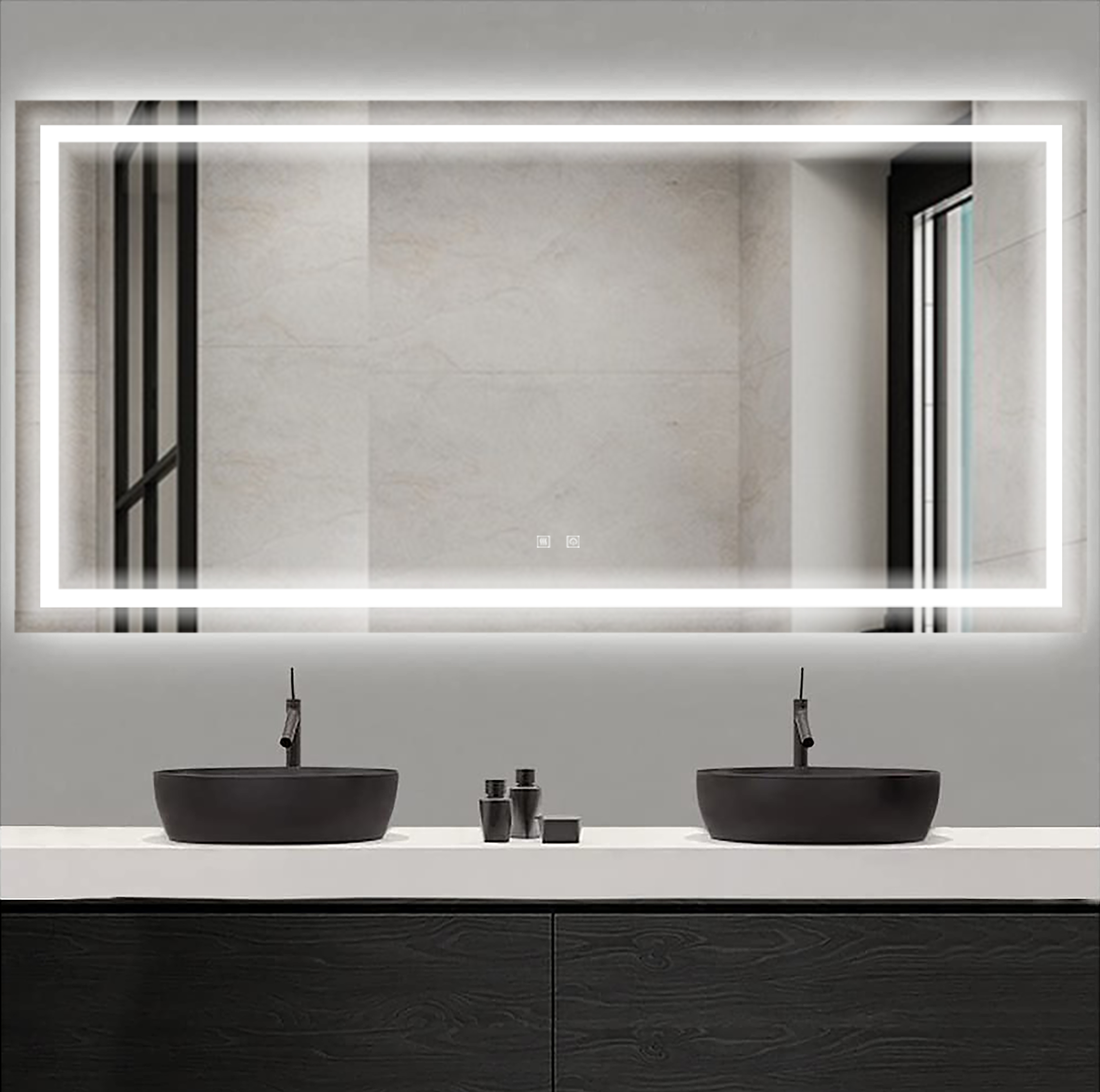 Bathroom Vanity Copper-Free Silver LED Lighted Mirror with Defogger - 72*36 in.-Boyel Living