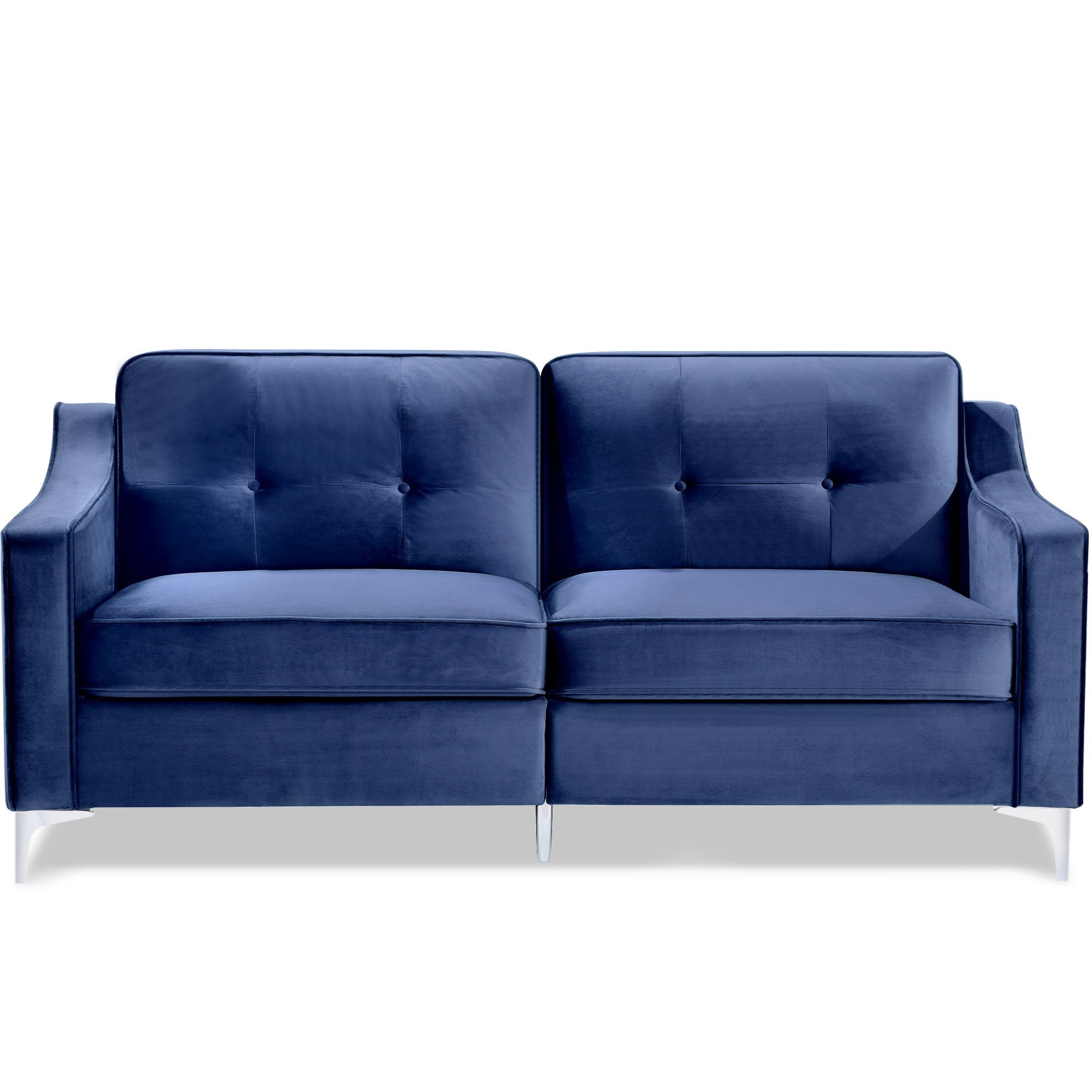 72" Tufted Velvet Upholstered Sofa Couch, Mid-century Modern Sofa Set with Chromed Metal Legs-Boyel Living