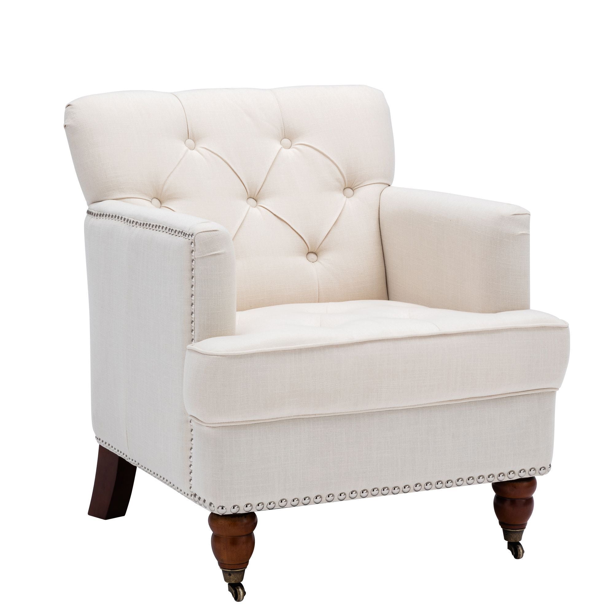 Modern Style Tub Chair for for Living Room, Linen club chair, Beige-Boyel Living