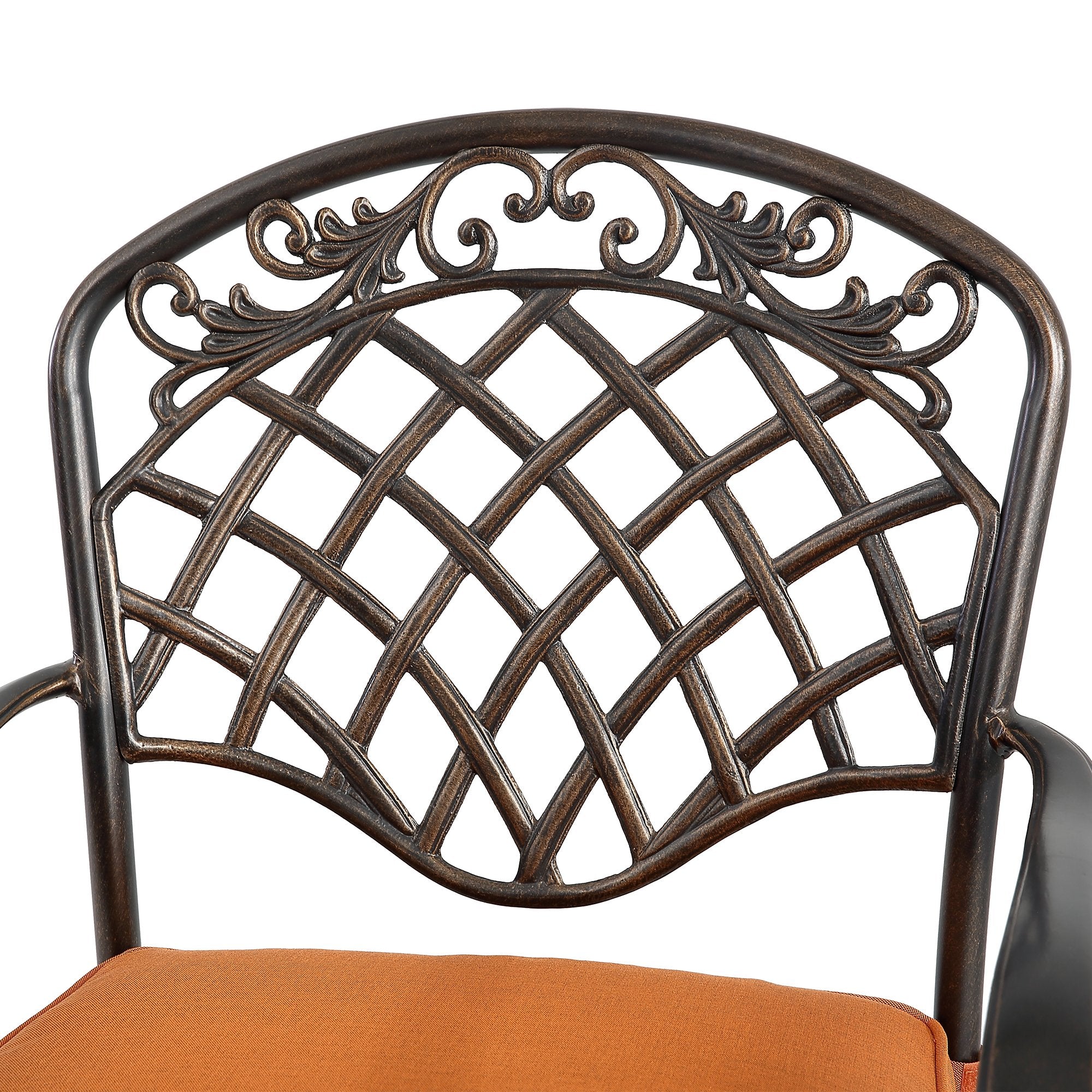 Set of 6  cast aluminum mesh-back dining chairs-Boyel Living