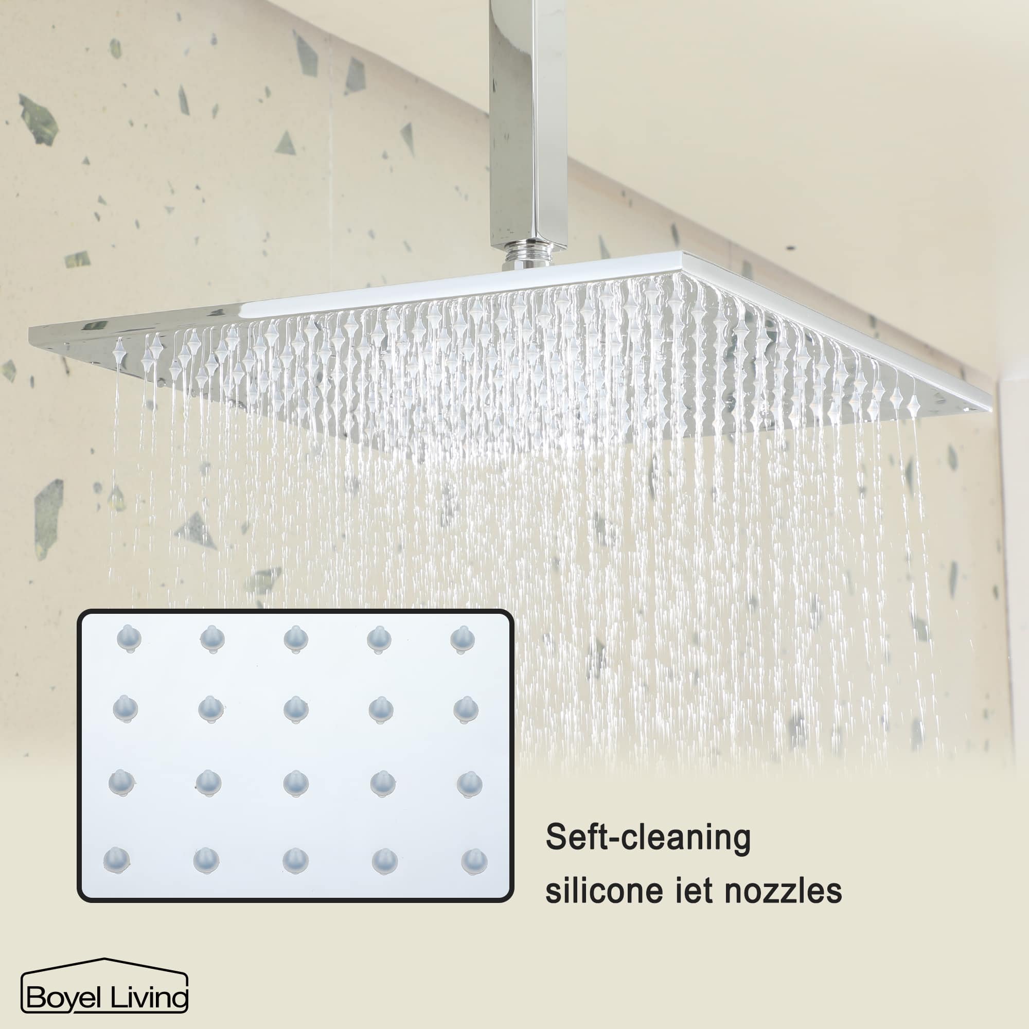 Boyel Living Luxury 6 Jets Thermostatic Shower System Combo Set with Ceiling Rainfall Shower Head and Handshower-Boyel Living