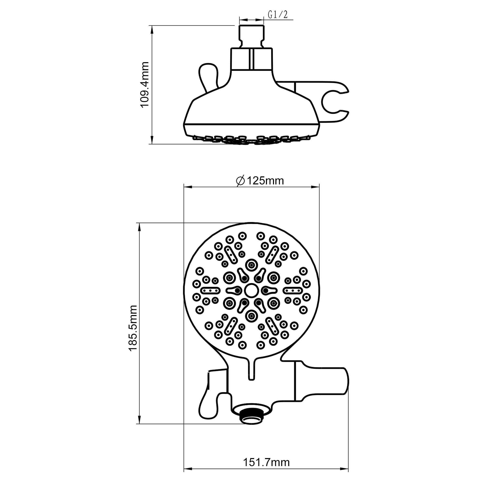5-Spray Patterns 5 in. Wall Mount Dual Shower Heads and Handheld Shower Head-Boyel Living