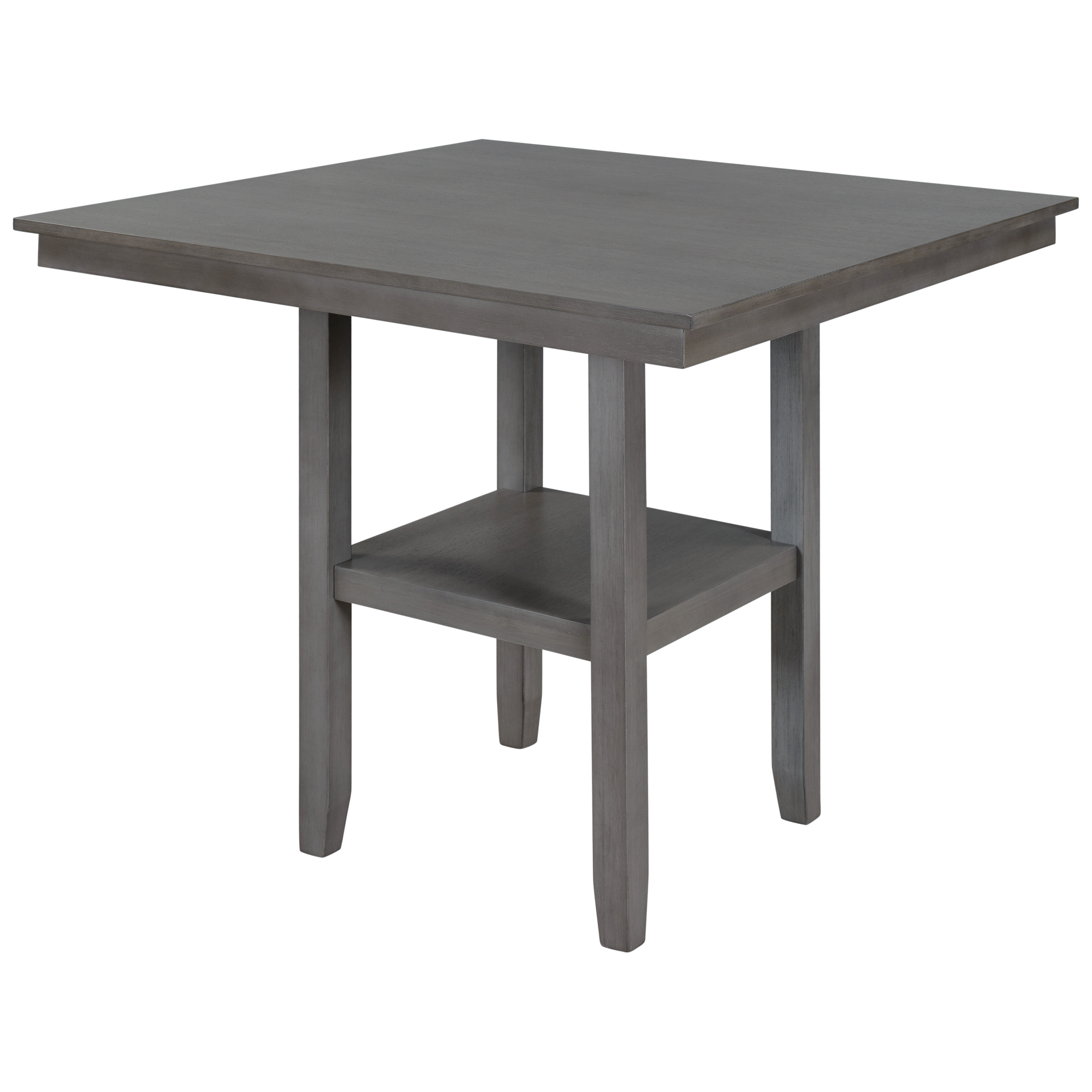 Wooden Counter Height Dining Table with Storage Shelving, Gray-Boyel Living