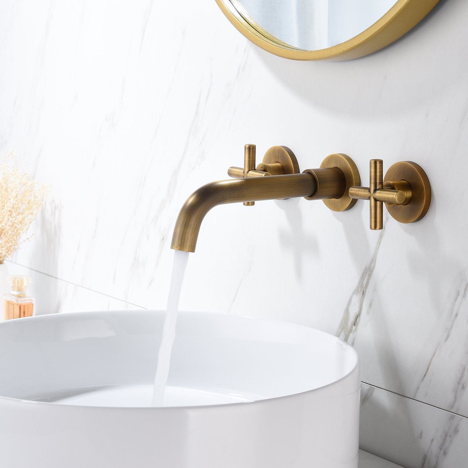 Wall Mounted Bathroom Sink Faucet, Bronze-Boyel Living