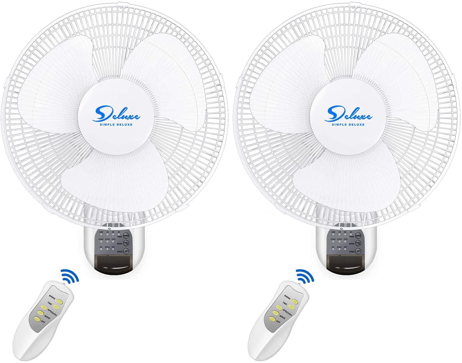 Simple Deluxe 2 Pack-16 Inch Digital Wall Mount Fan with Remote Control 3 Oscillating Modes, 3 Speed, 72 Inches Power Cord, White, 2 Exhaust-Boyel Living