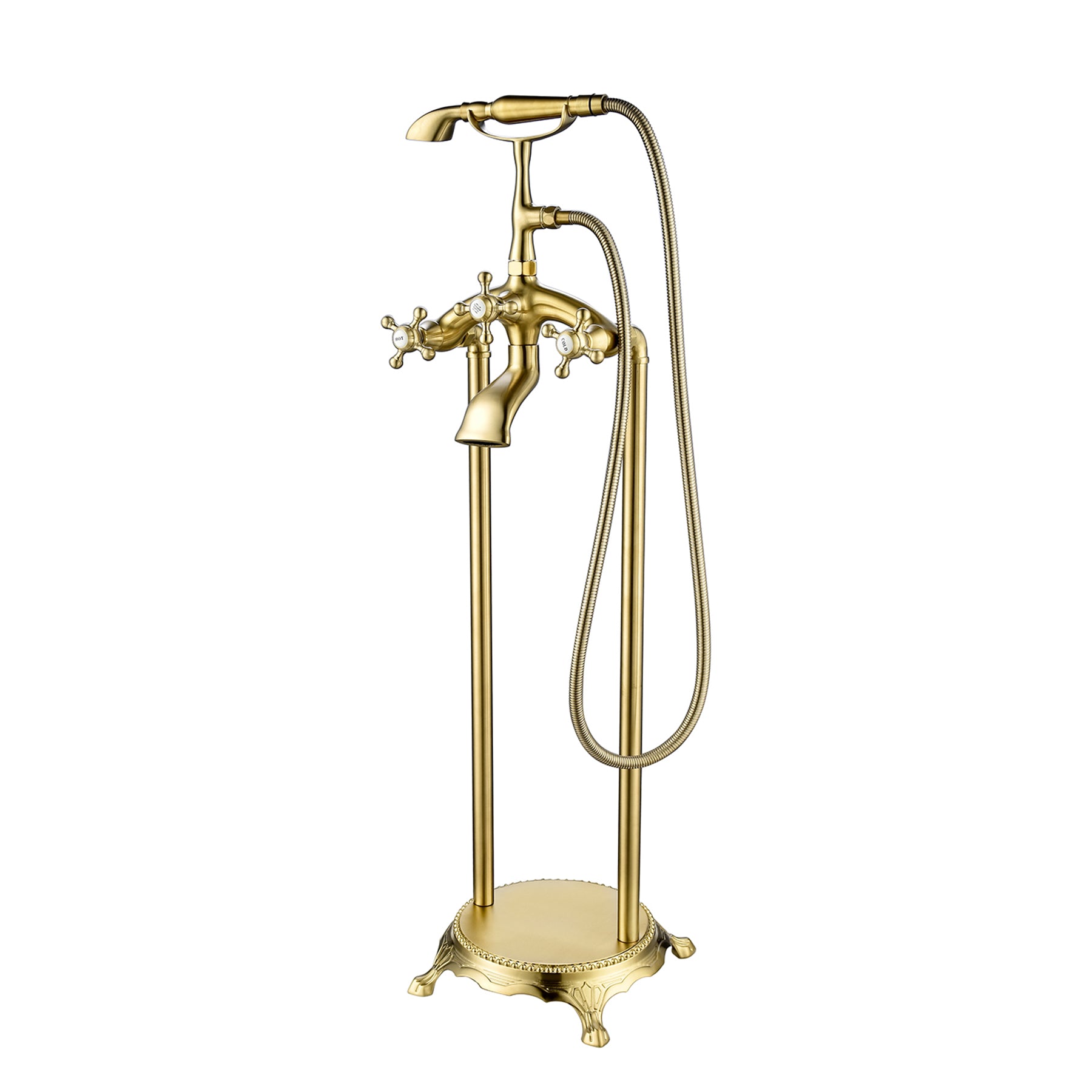Freestanding Faucet with Multi-function in Brushed Nickel/Gold-Boyel Living