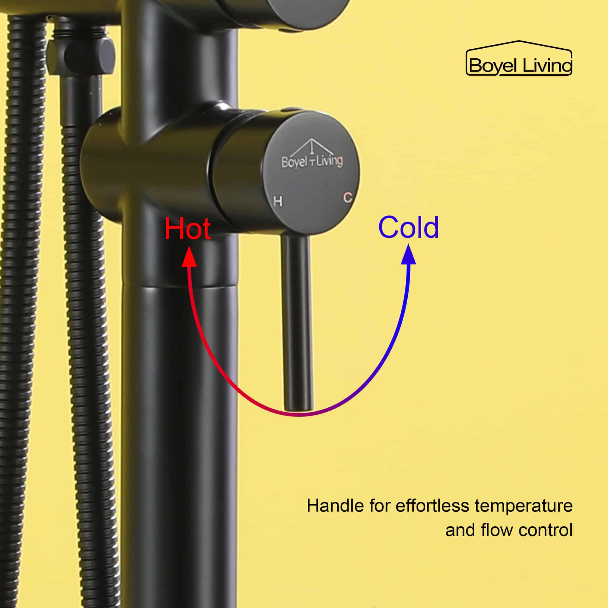 Boyel Living Freestanding Floor Mount 2-Handle Bath Tub Filler Faucet with Handheld Shower-Boyel Living