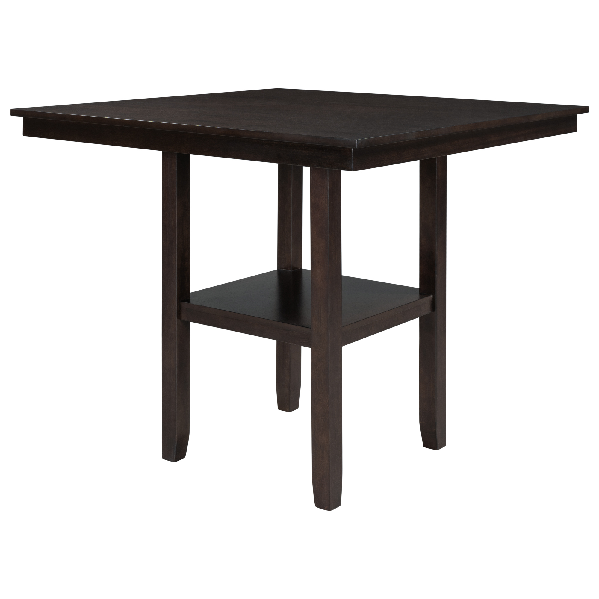 Wooden Counter Height Dining Table with Storage Shelving,Espresso-Boyel Living