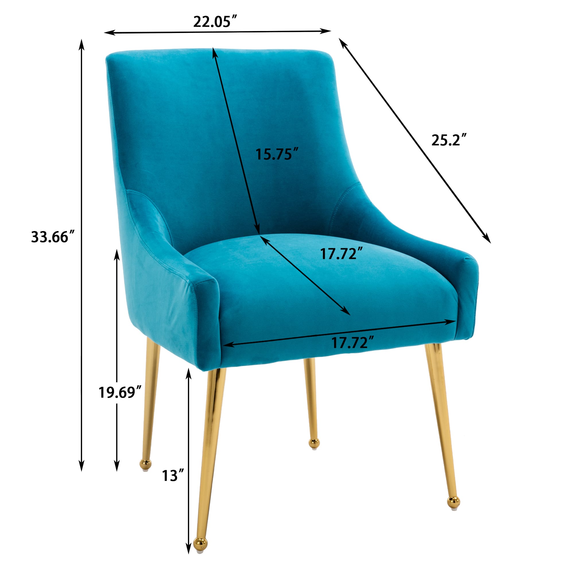 Velvet Dining Chair, Accent Side Chair With Adjustable Foot Nails, Set of 2-Boyel Living