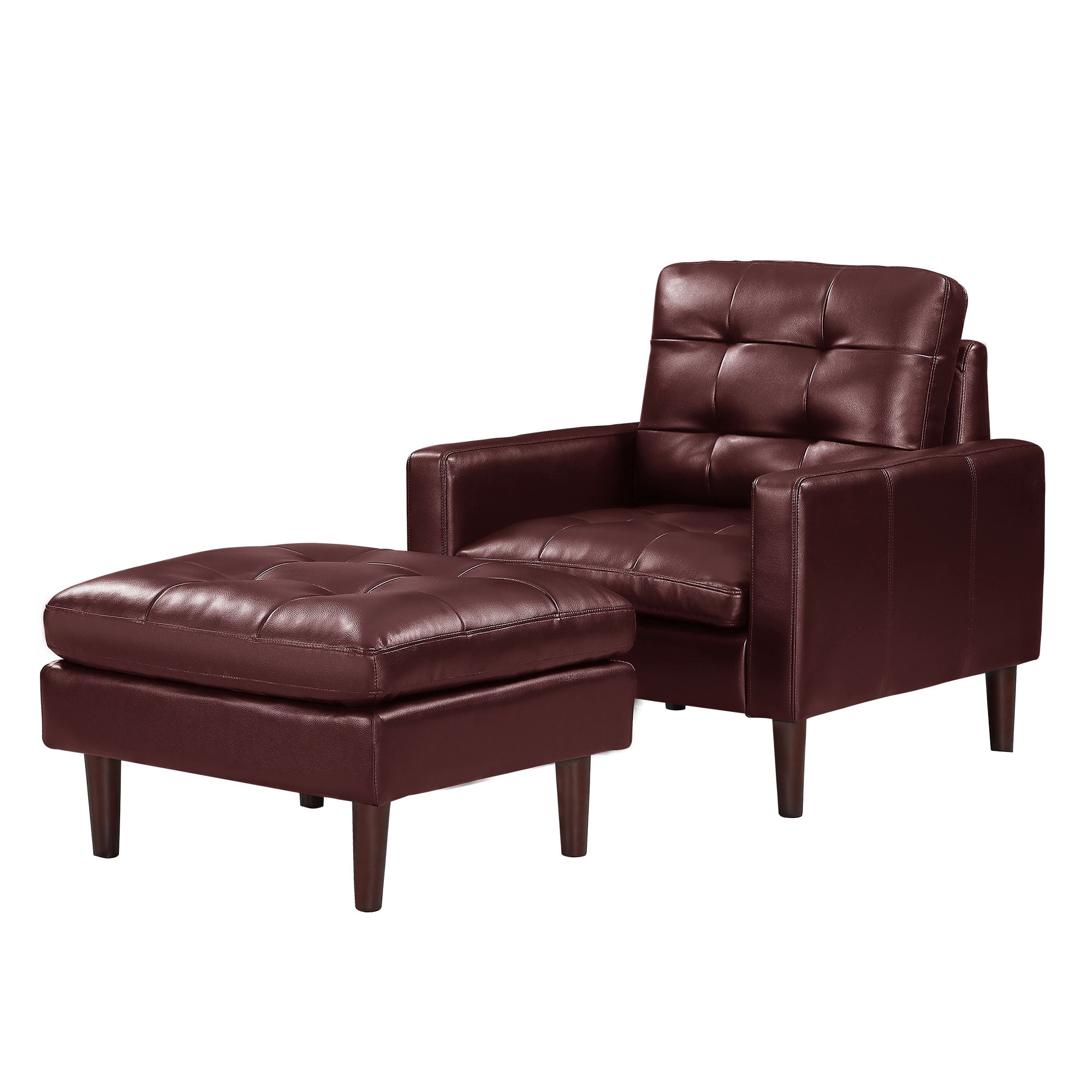 Modern Air Leather and PVC Sofa and Ottoman-Boyel Living