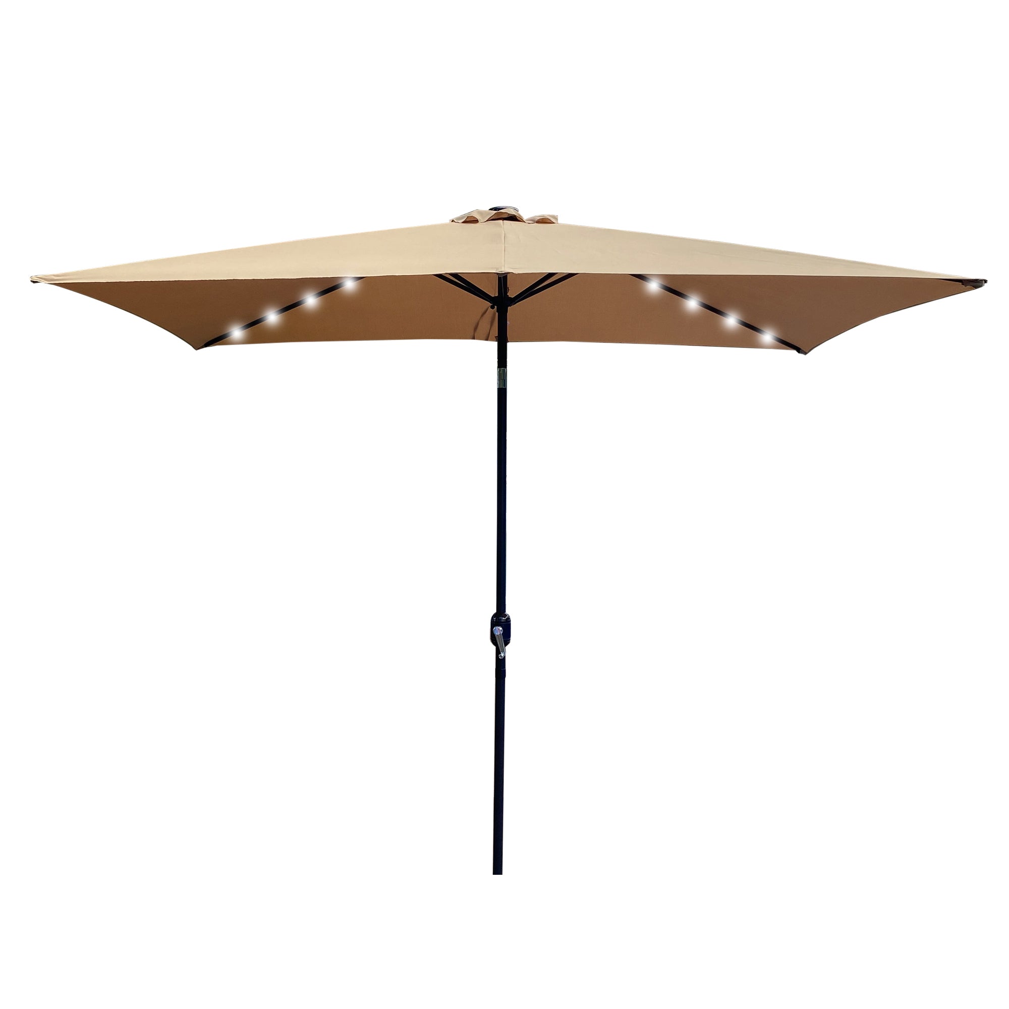 Outdoor Patio Umbrella 10 Ft x 6.5 Ft Rectangular with Crank in Taupe-Boyel Living