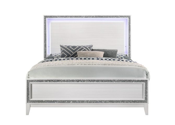 ACME Haiden Eastern King Bed, LED  White Finish-Boyel Living