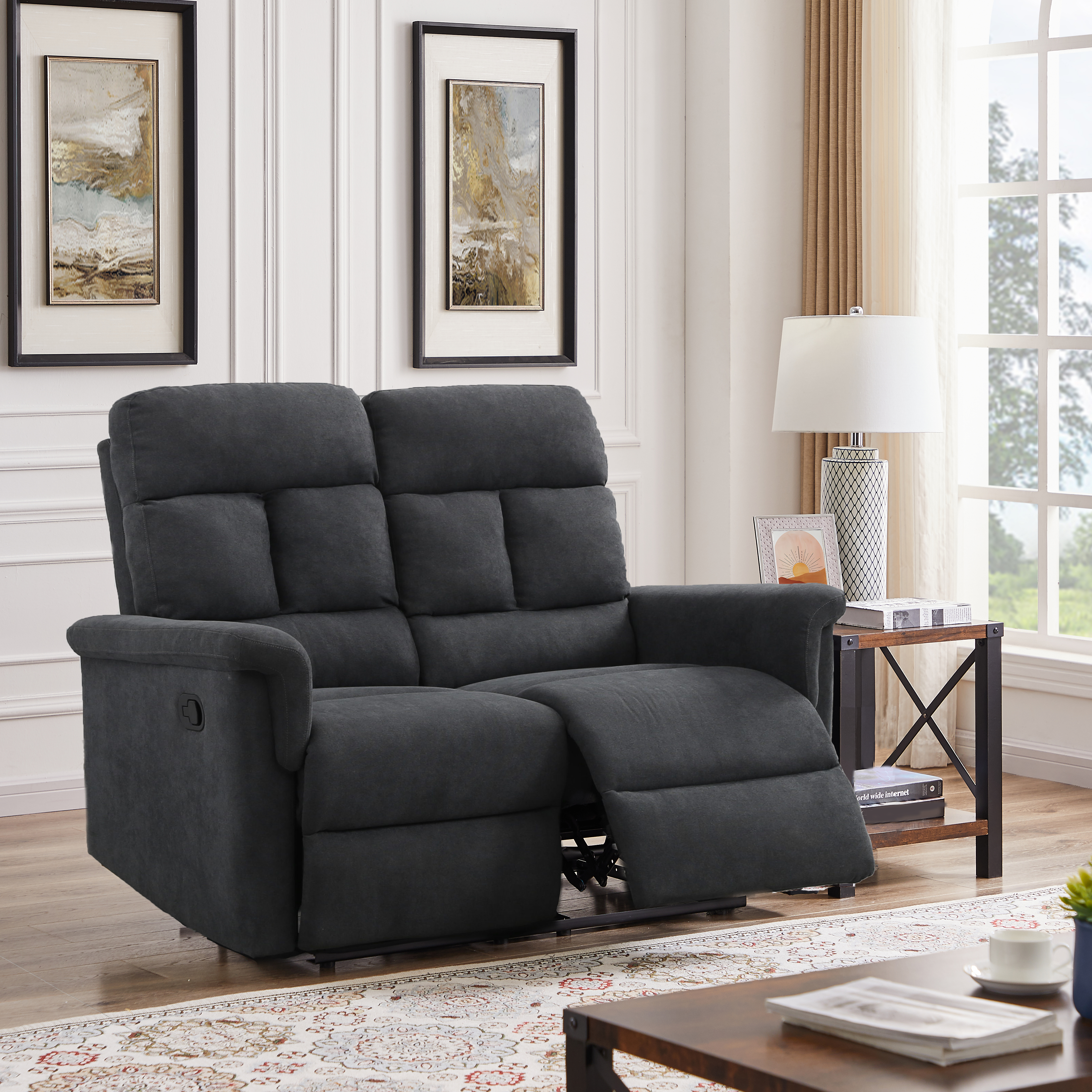 2 seater grey recliner