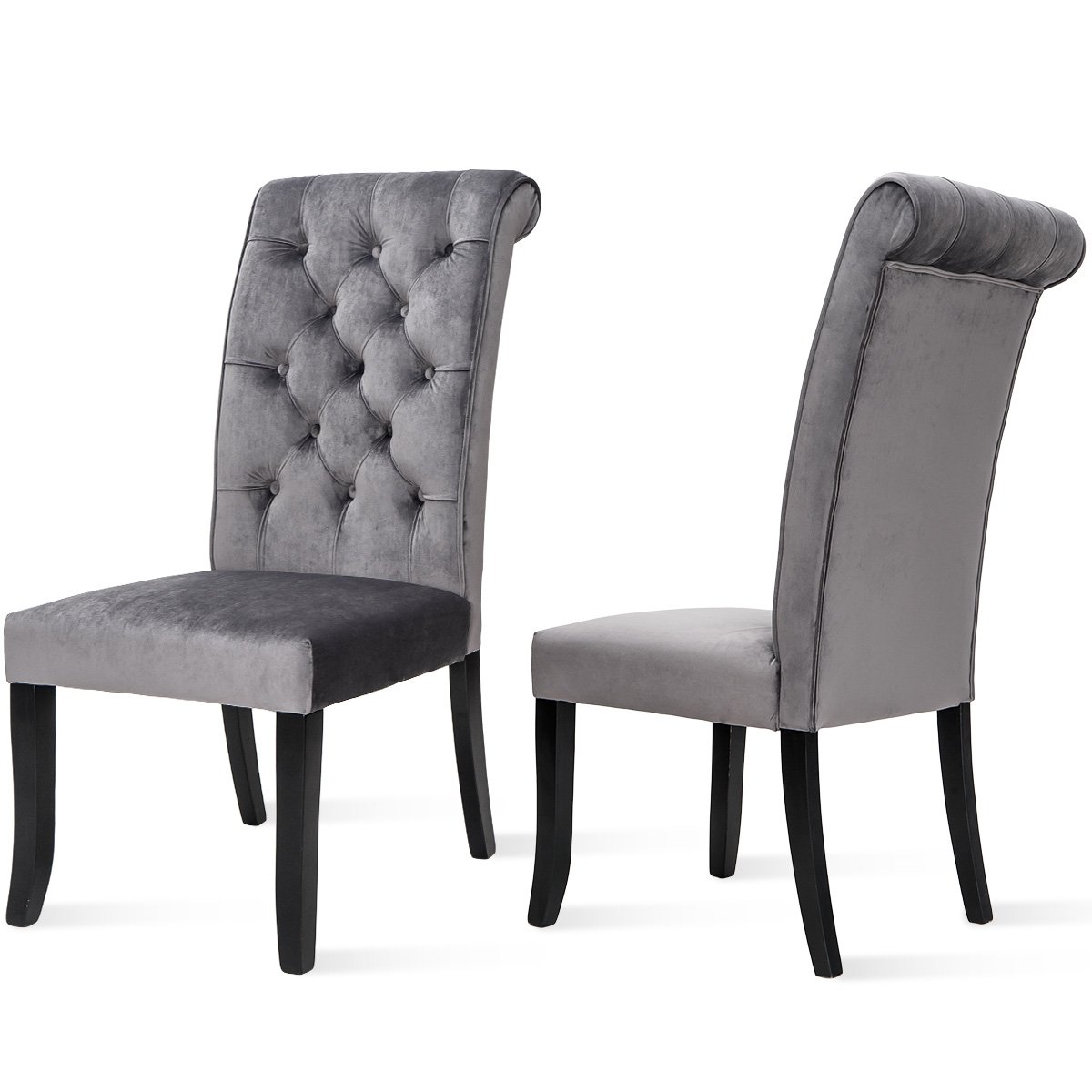 Dining Tufted Armless Upholstered Accent Chair Set of 2 (Grey), Gray-Boyel Living