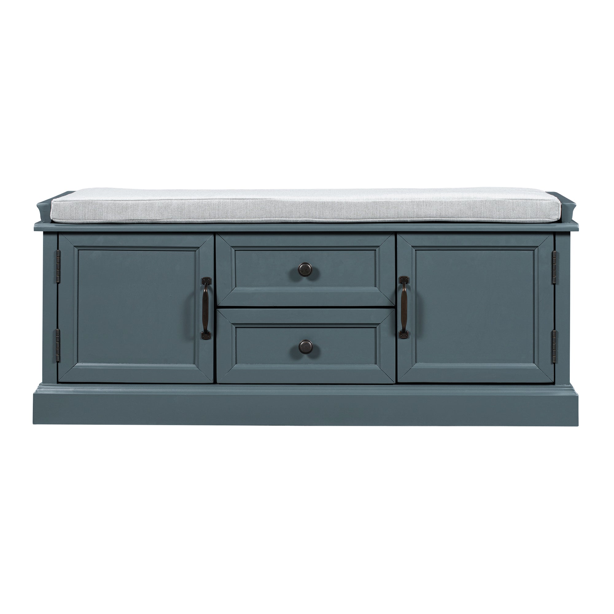 Storage Bench with 2 Drawers and 2 cabinets, Shoe Bench with Removable Cushion-Boyel Living