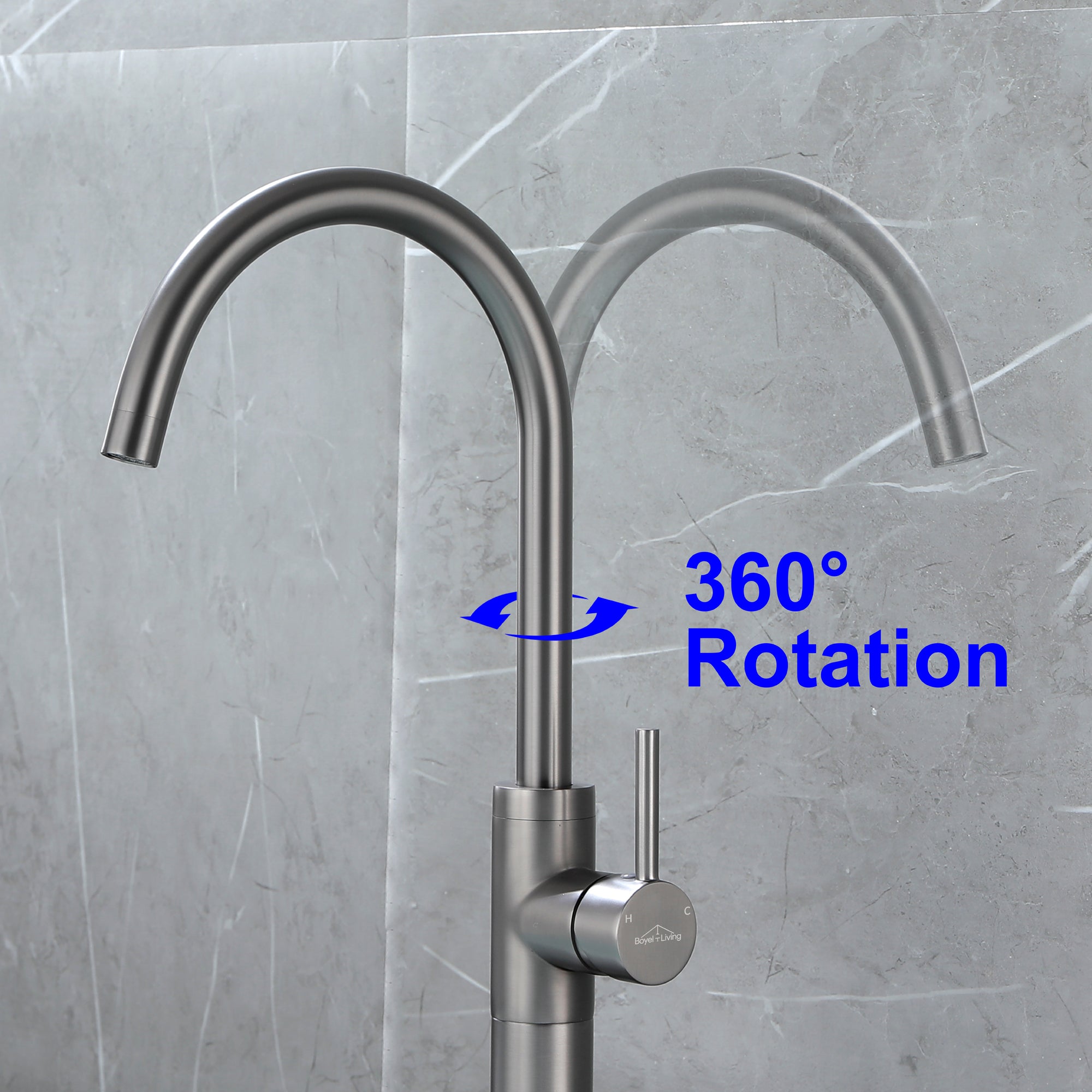 Boyel Living Freestanding Floor Mount Single Handle Bath Tub Filler Faucet with Water Supply Lines in Gunmetal Gray-Boyel Living