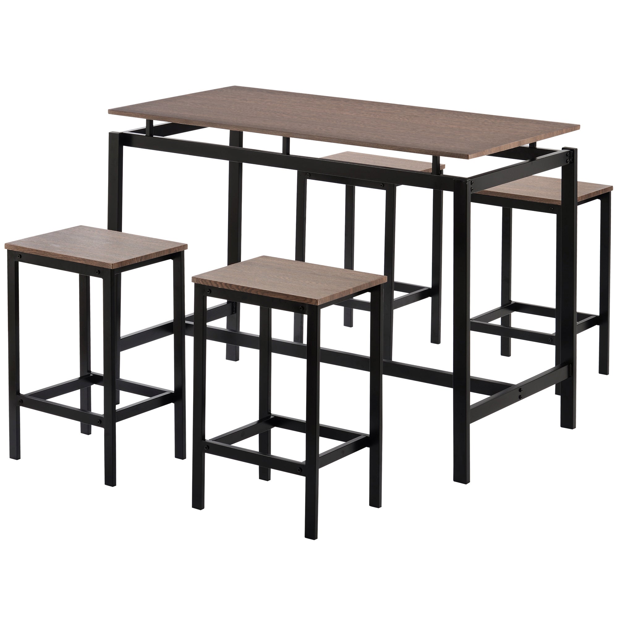 5-Piece Kitchen Counter Height Table Set, Industrial Dining Table with 4 Chairs-Boyel Living