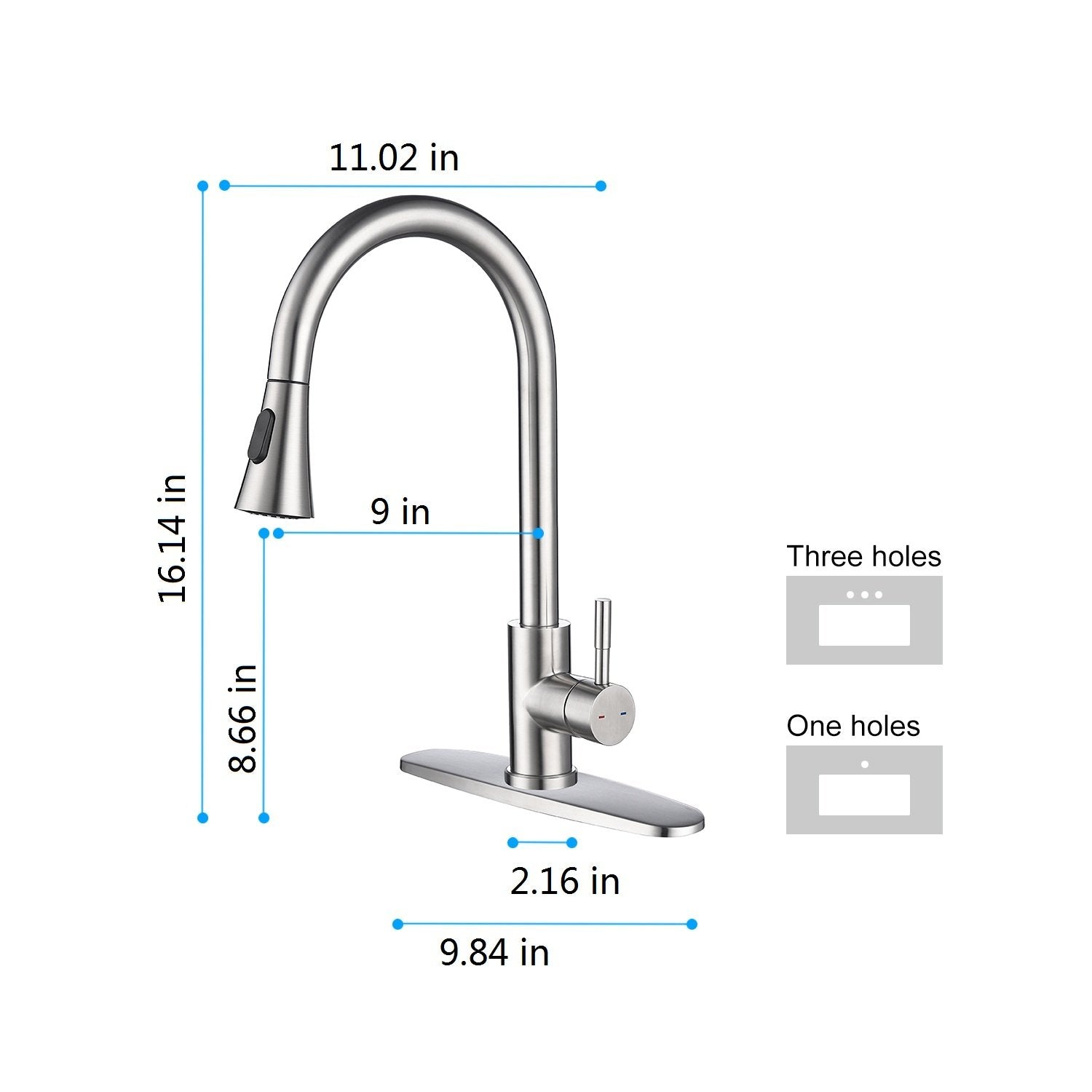 Kitchen Faucet with Pull Out Sprayer in Brushed Nickel-Boyel Living