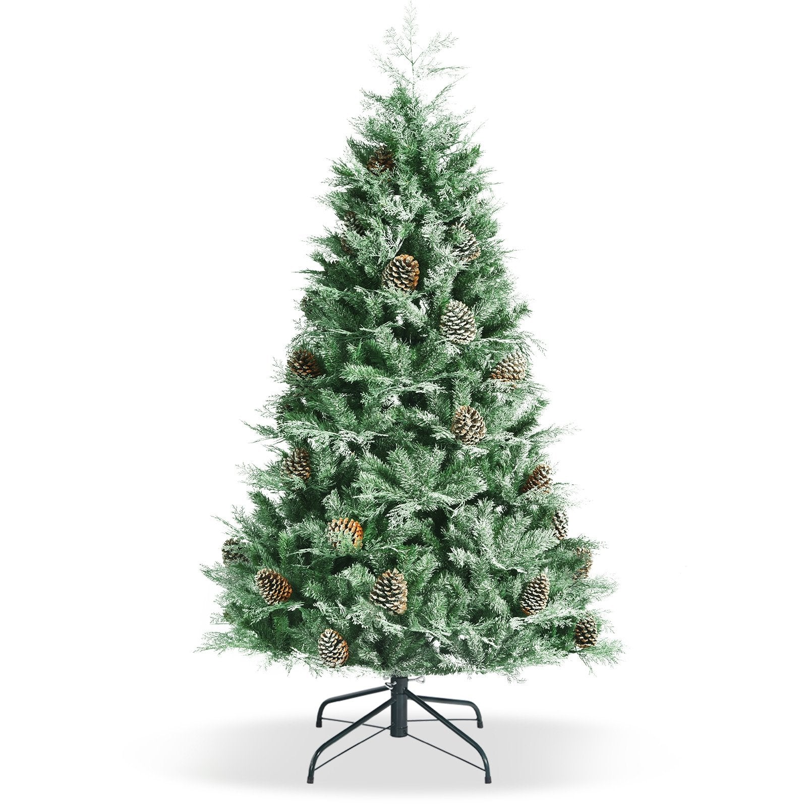 6 Feet Snow Flocked Artificial Christmas Tree with 715 Glitter PE and PVC Tips-Boyel Living