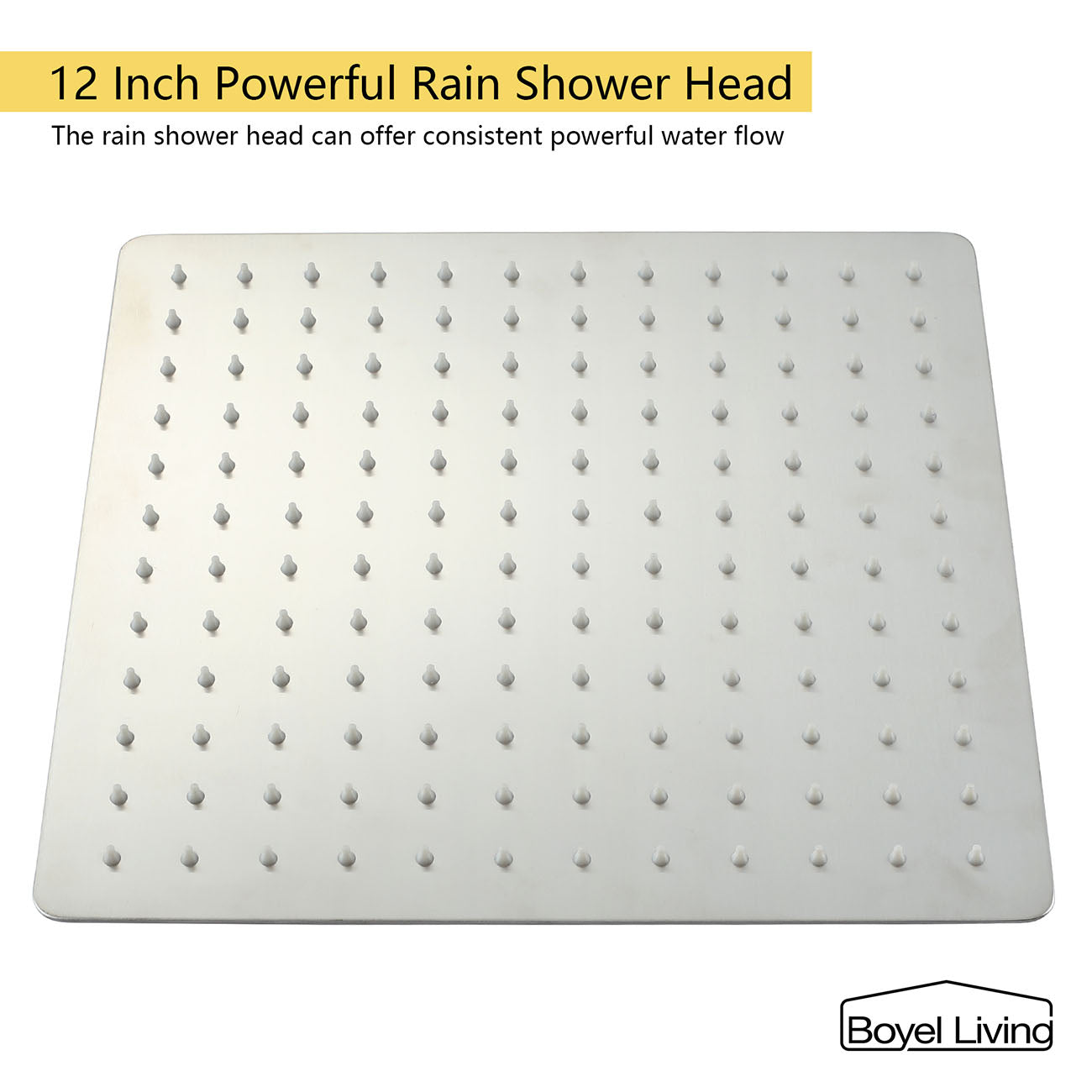  Shower System with 12 in. Ceiling Mounted Square Rainfall Shower head and Handheld Shower Head, Brushed Nickel-Boyel Living