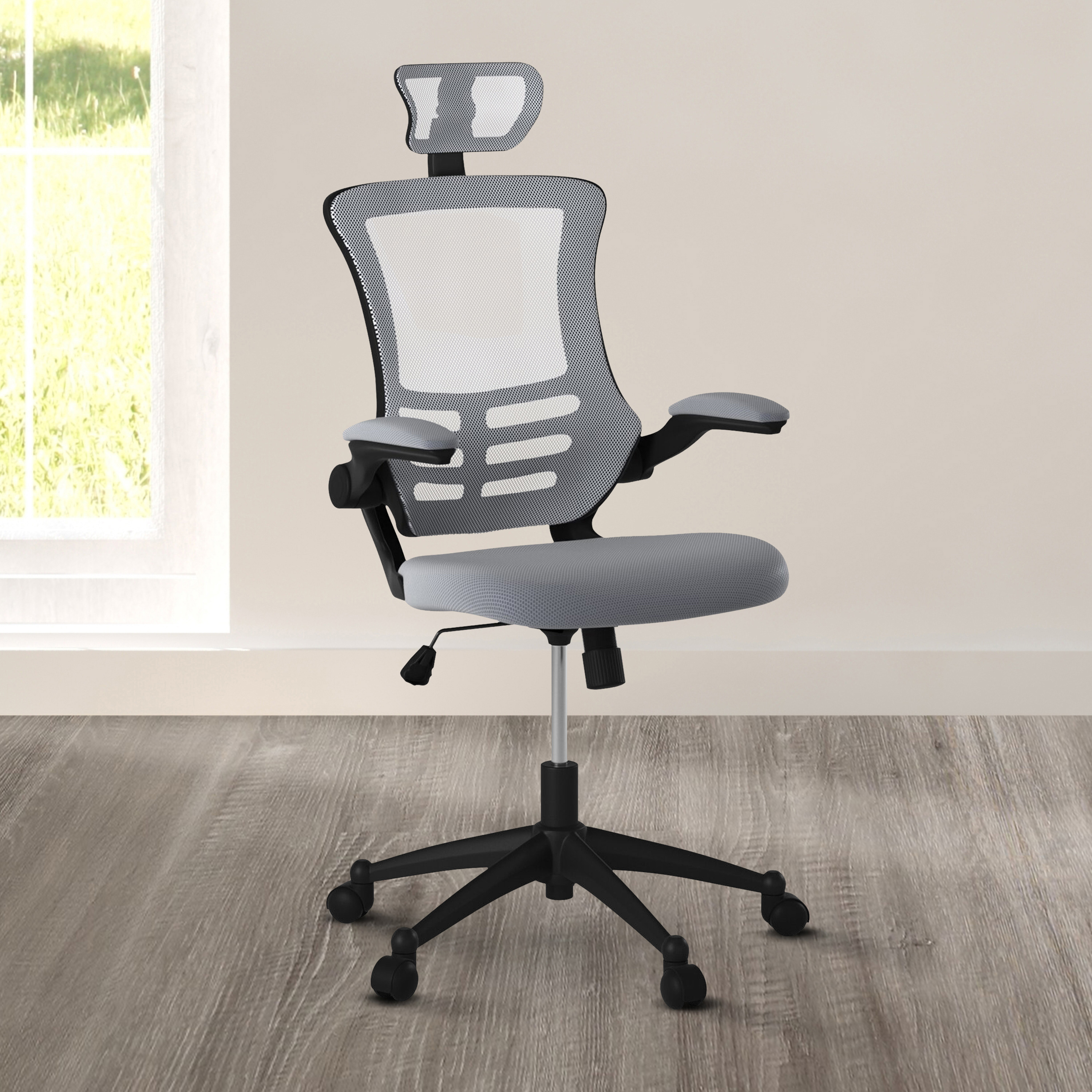 Techni mobili mesh task office store chair with flip up arms