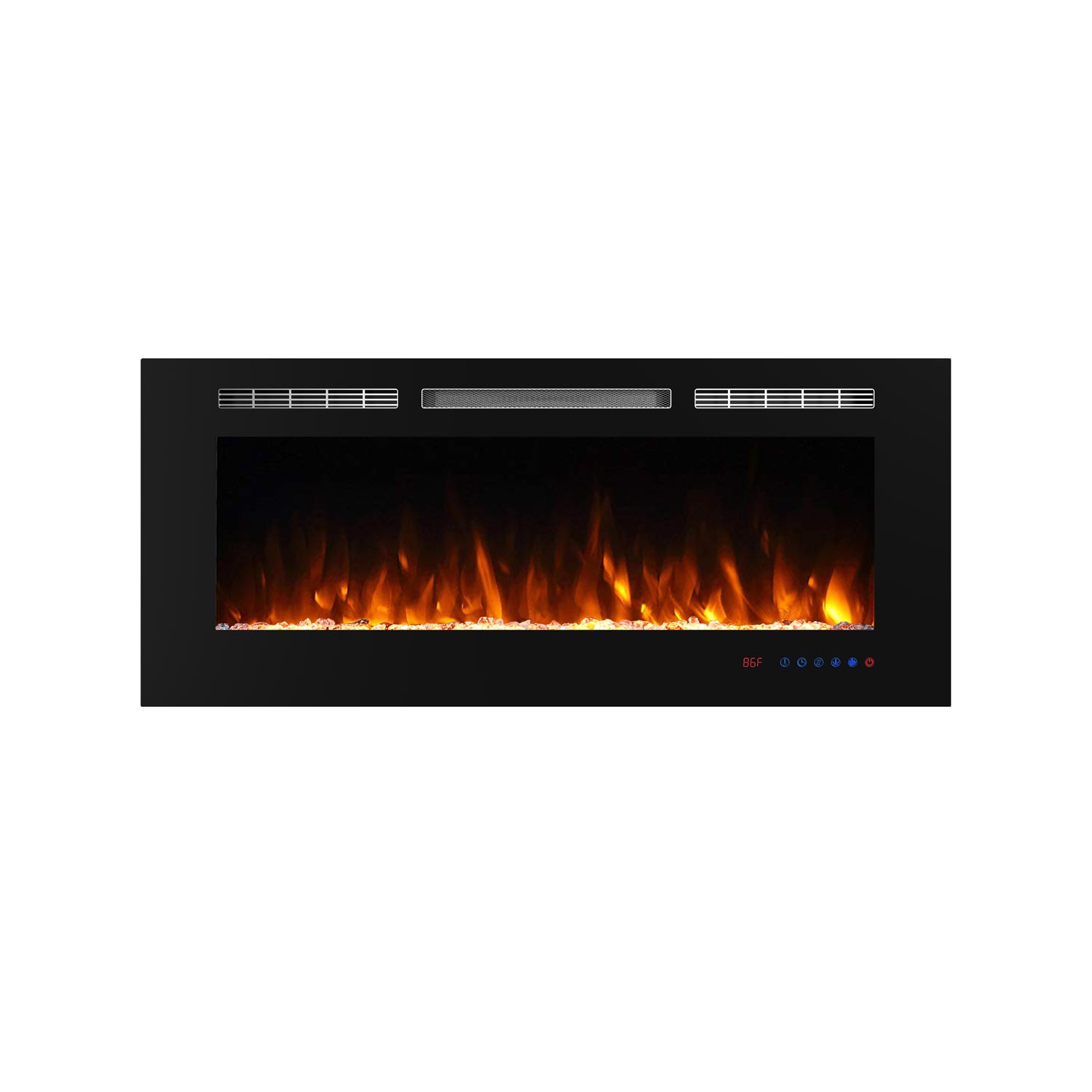 Recessed Electric Fireplace Insert with Remote Control, Touch Screen, 750/1500W, Black-Boyel Living